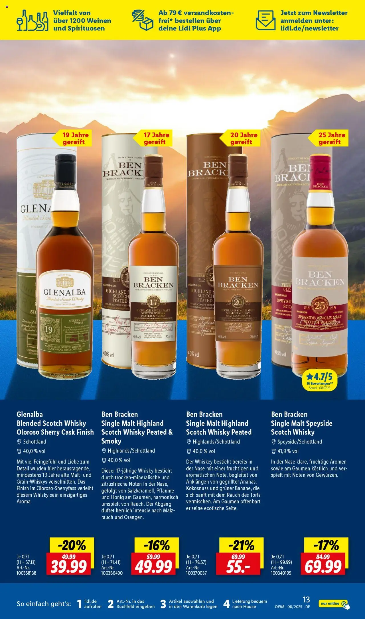 Lidl - Wein & Spirituosen im Onlineshop - gültig ab dem 01.08.2025 | Seite: 13 | Produkte: Whisky, Finish, Whiskey