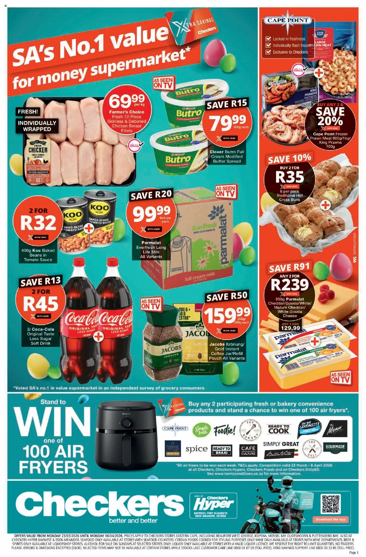 New Checkers catalogue – valid from 23.03.2026 | Page: 1 | Products: Bakery, Buns, Coffee, Estuche organizador de viaje