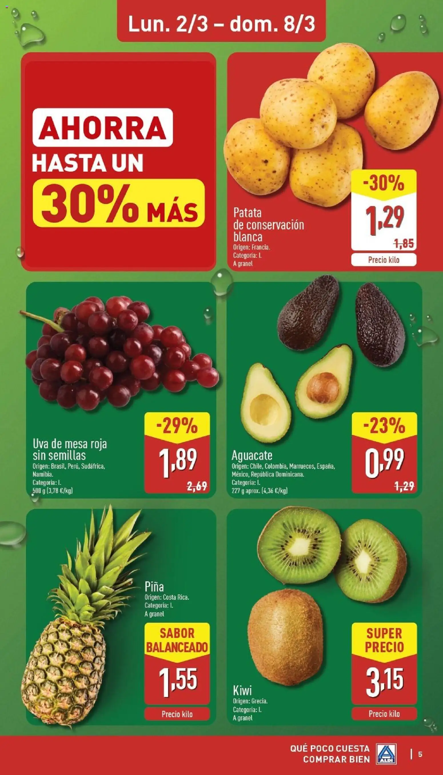 Aldi folleto Península │ válido desde el 02.03.2026 | Página: 5 | Productos: Piña, Kiwi, Mesa