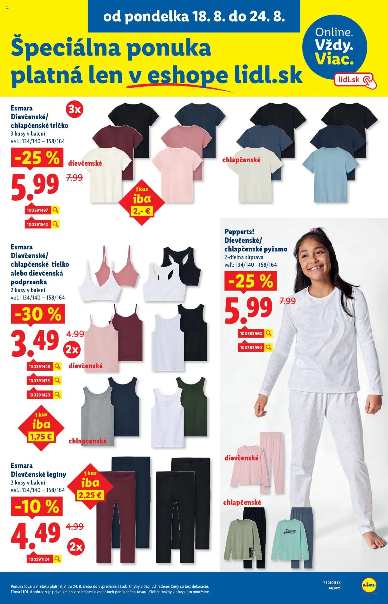 Lidl leták │ platný od 18.08.2025 | Strana: 57 | Produkty: Tričko, Tielko, Podprsenka, Legíny