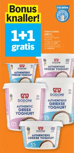 Dodoni Griekse yoghurt, Alle varianten, combineren mogelijk. Bijv. 5% vet. 2 bekers van 500 gram - Voorbeeld van een folder van Albert Heijn, geldig van 27.04.2026 | Pagina: 10