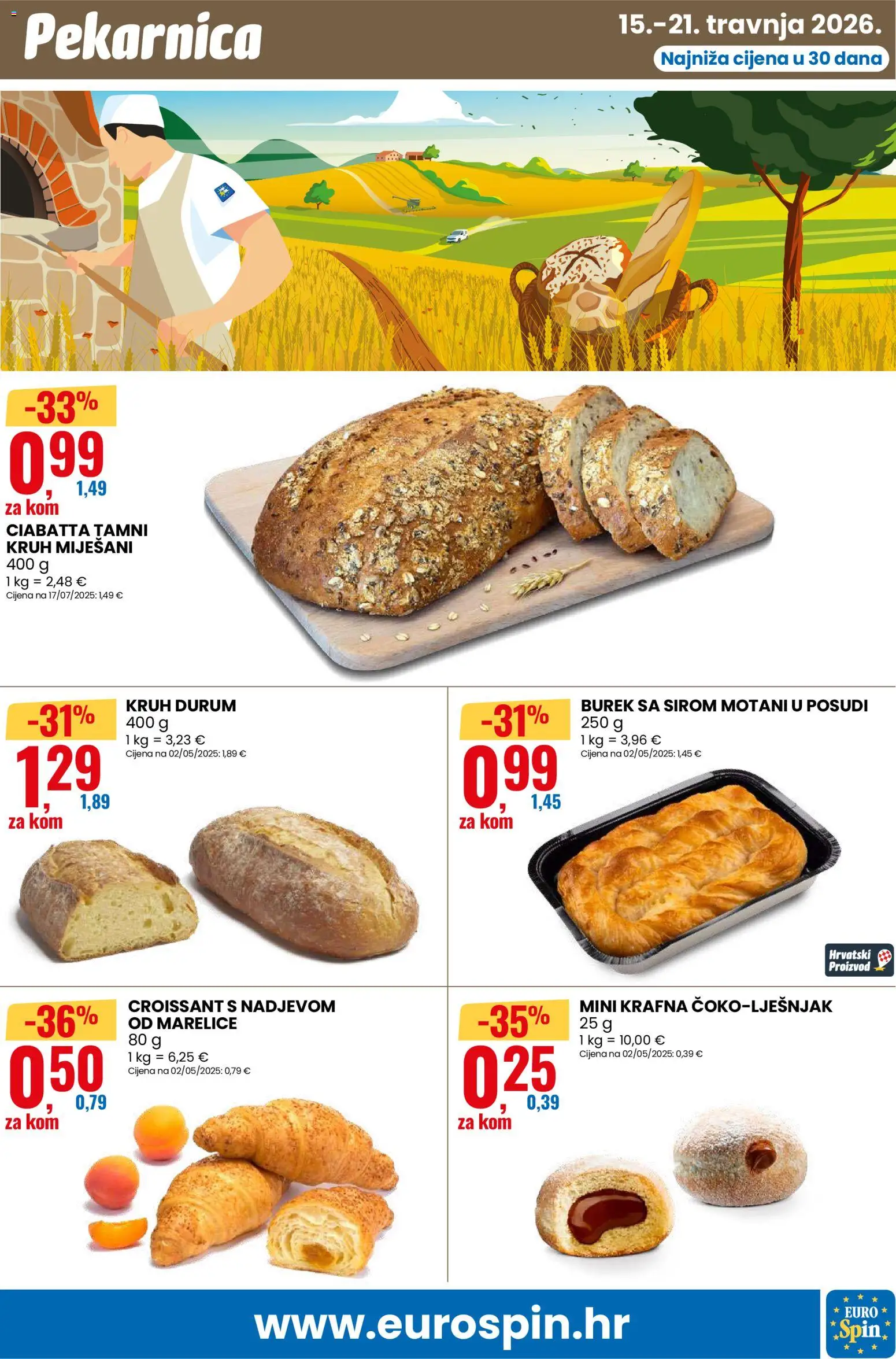 Eurospin katalog | vrijedi od 15.04.2026 | Stranica: 9 | Proizvodi: Kruh, Marelice, Burek