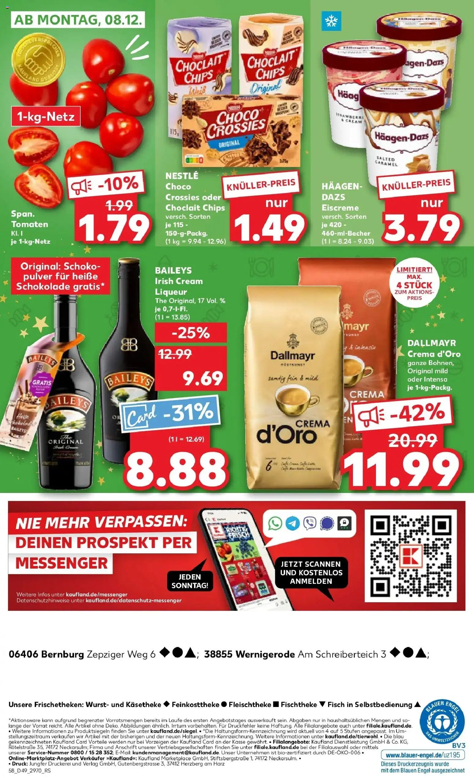 Kaufland prospekt Bernburg (Saale)	 – gültig ab 04.12.2025 | Seite: 58 | Produkte: Schokolade, Tomaten, Wurst, Baileys