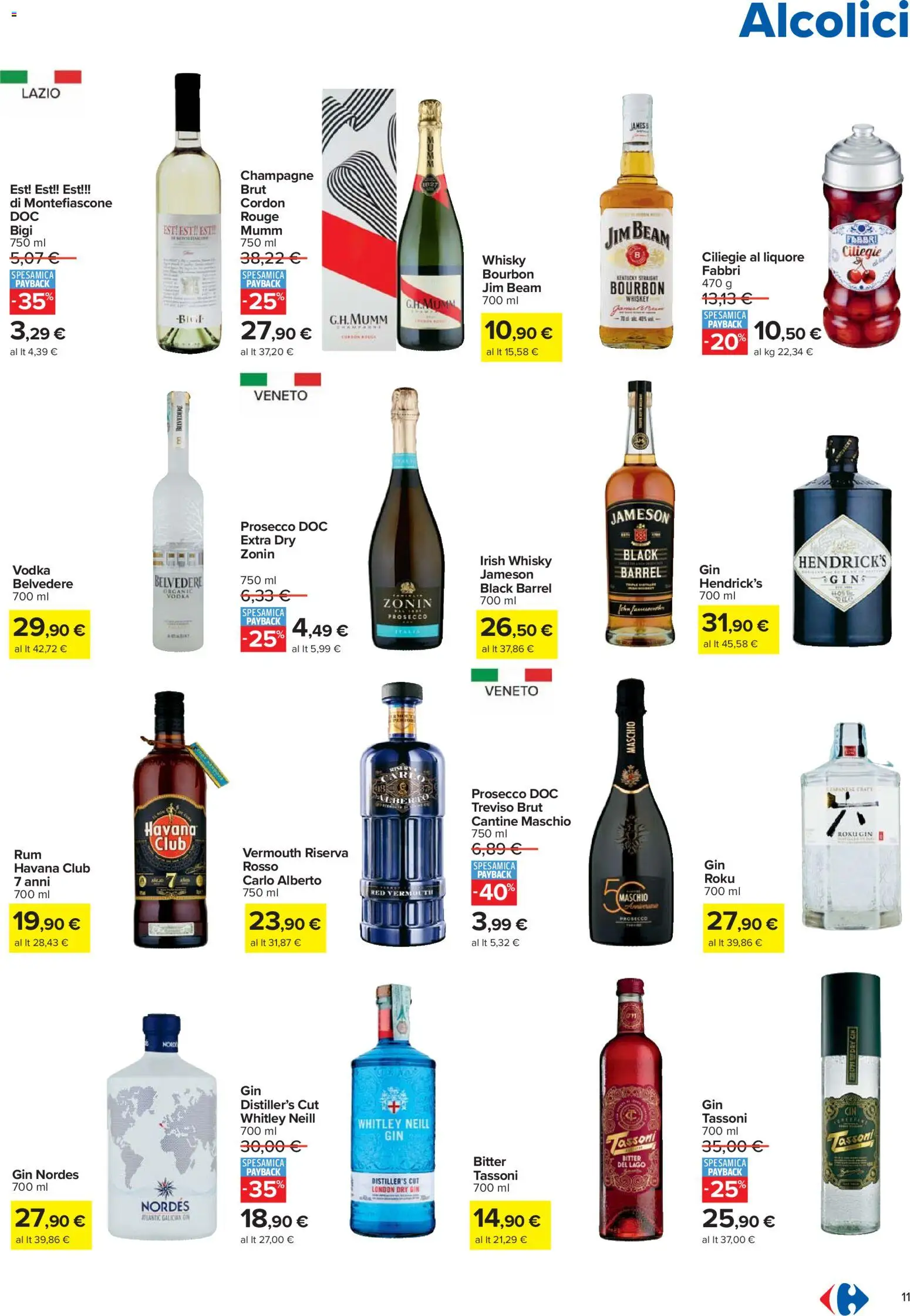 Volantino Carrefour del 27.12.2025 | Pagina: 11 | Prodotti: Bourbon, Gin, Vodka, Liquore