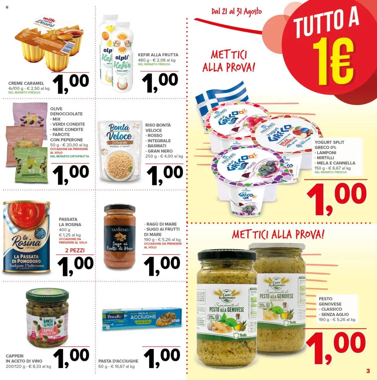 Volantino Todis del 21.08.2025 | Pagina: 3 | Prodotti: Yogurt, Lamponi, Pesto, Mirtilli