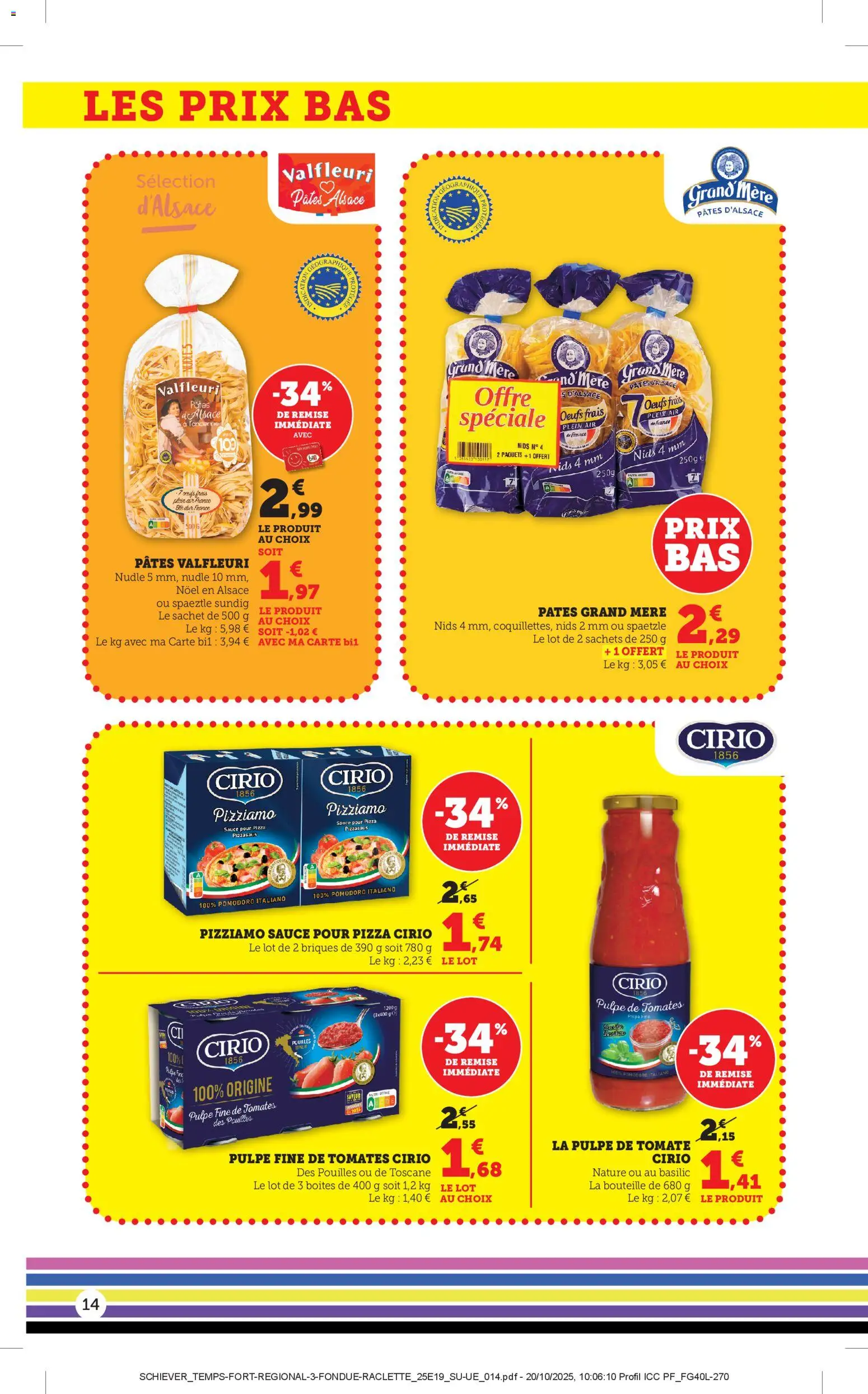 {H1} | Page: 14 | Produits: Briques, Œufs, Tomates, Pâtes