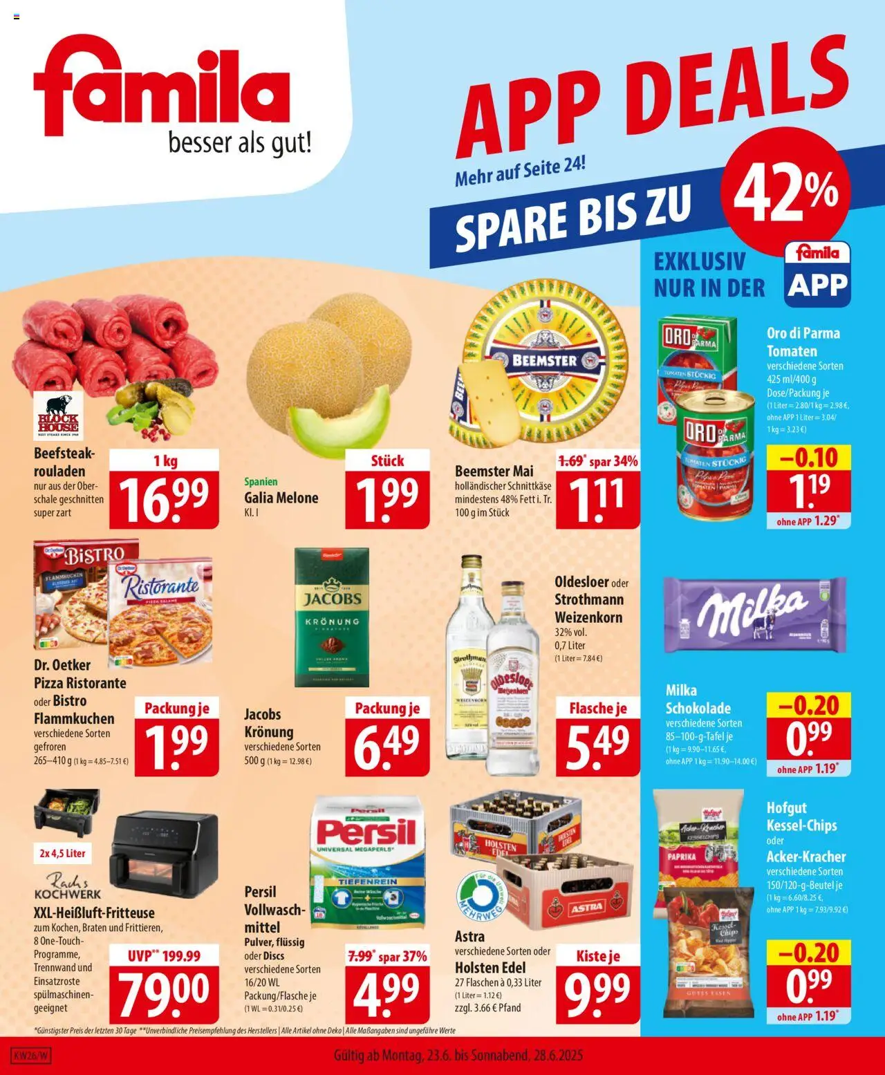Famila Prospekt 	 - gültig ab dem 23.06.2025 | Seite: 1 | Produkte: Tomaten, Melone, Chips, Persil