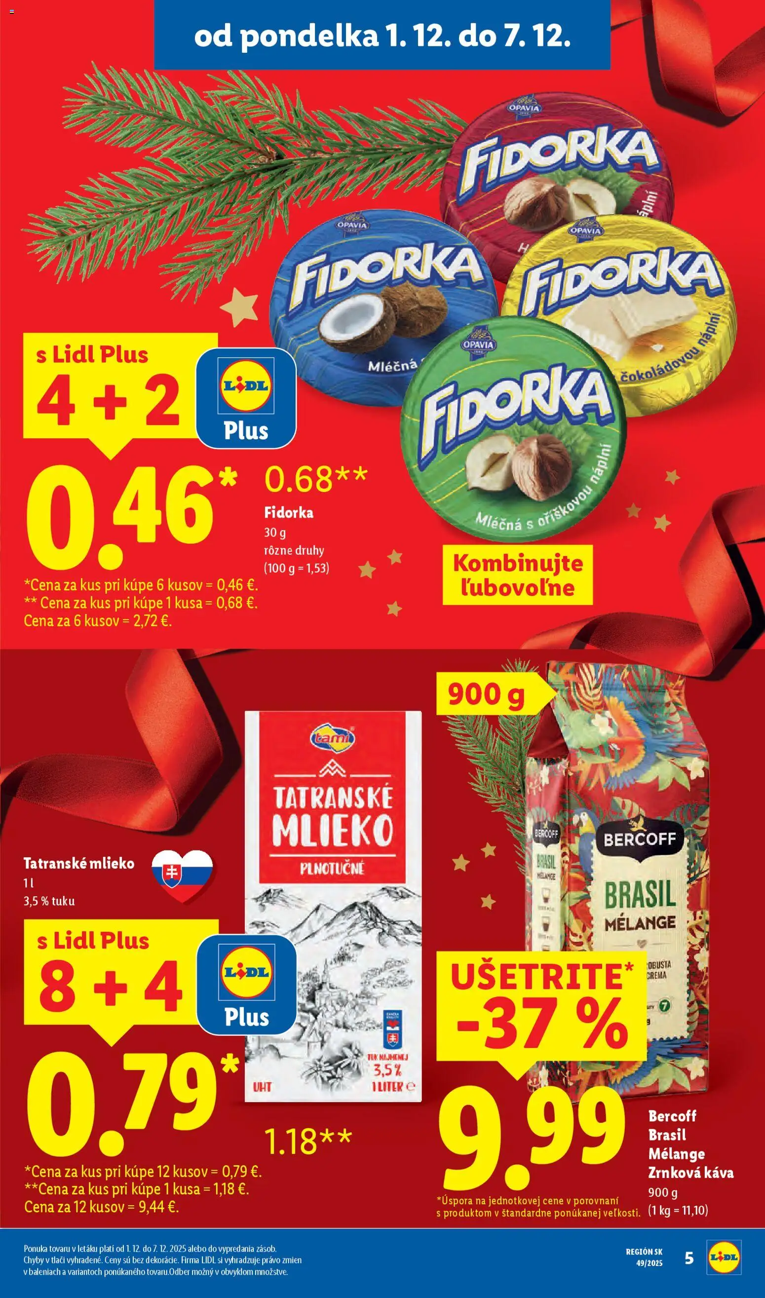 Nové Lidl akcie – leták je platný od 04.12.2025 | Strana: 6 | Produkty: Mlieko, Káva, Zrnková káva