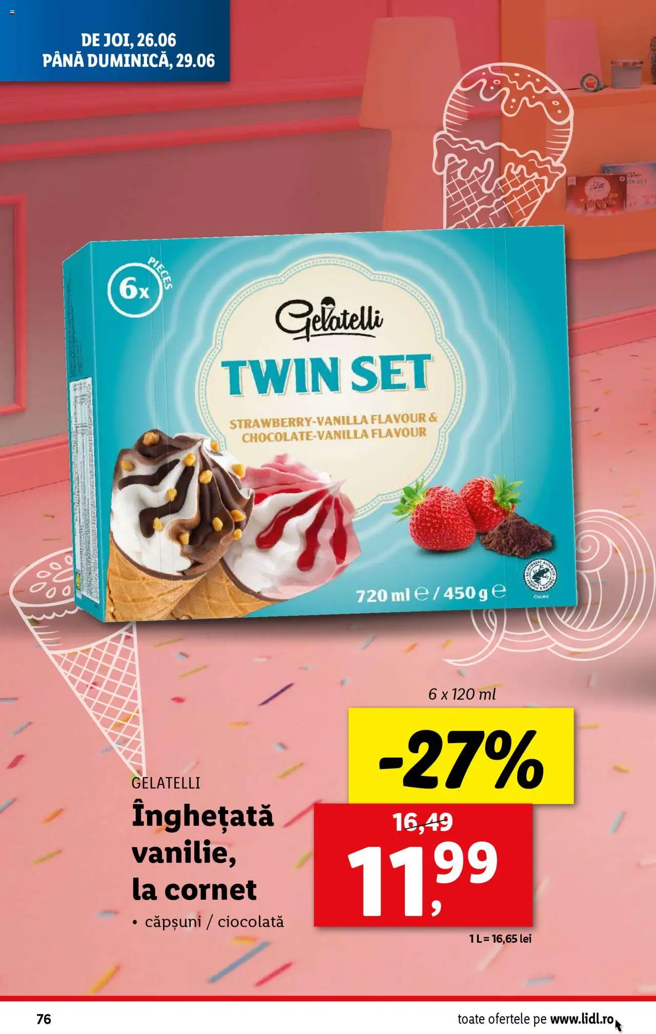 Catalog Lidl – valabil de la 23.06.2025 | Pagină: 76 | Produse: Çarşaf, Ciocolată, Căpșuni, Înghețată