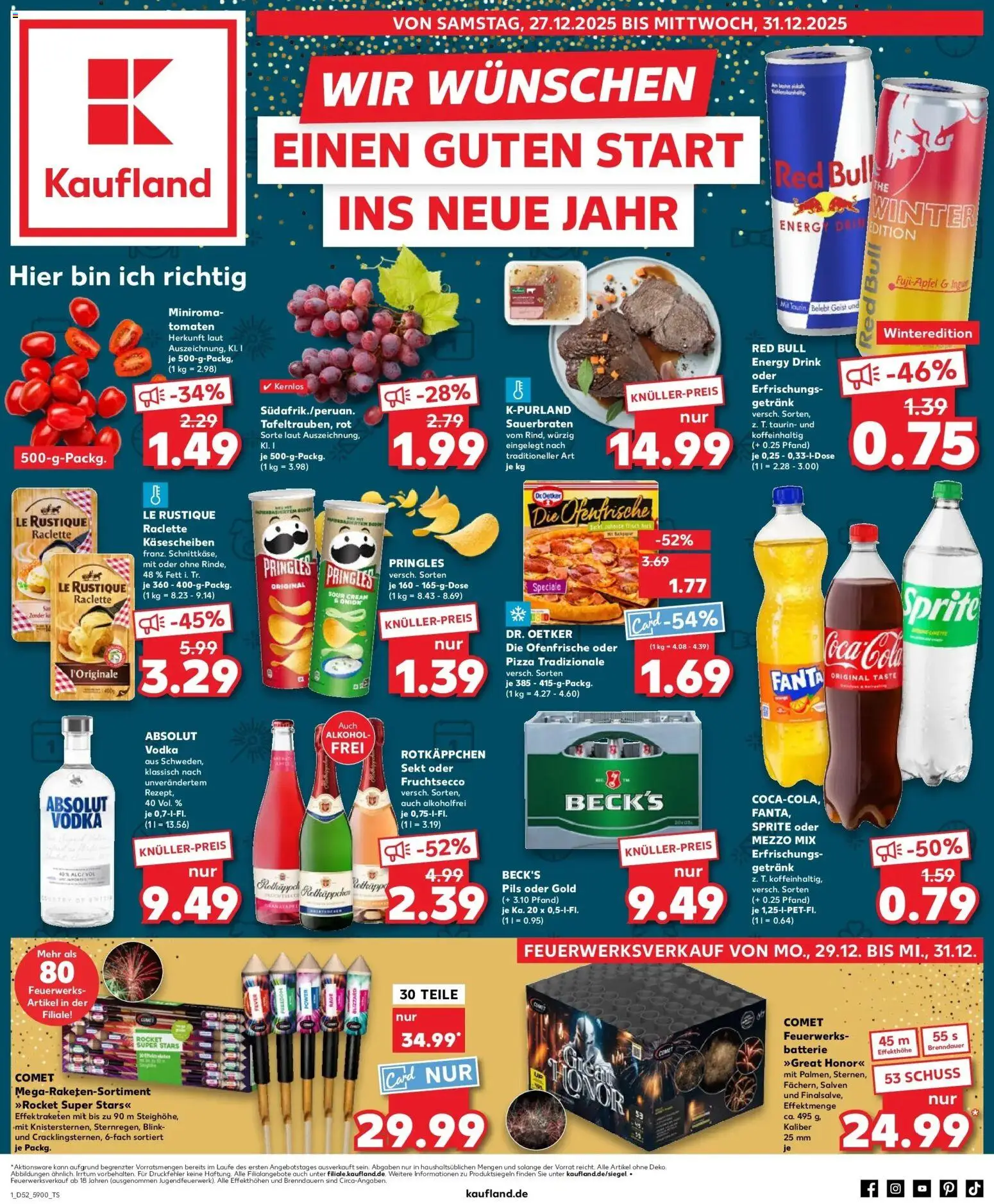Kaufland prospekt Finsterwalde	 – gültig ab 27.12.2025 | Seite: 1 | Produkte: Sekt, Tomaten, Pizza, Oder mezzo mix