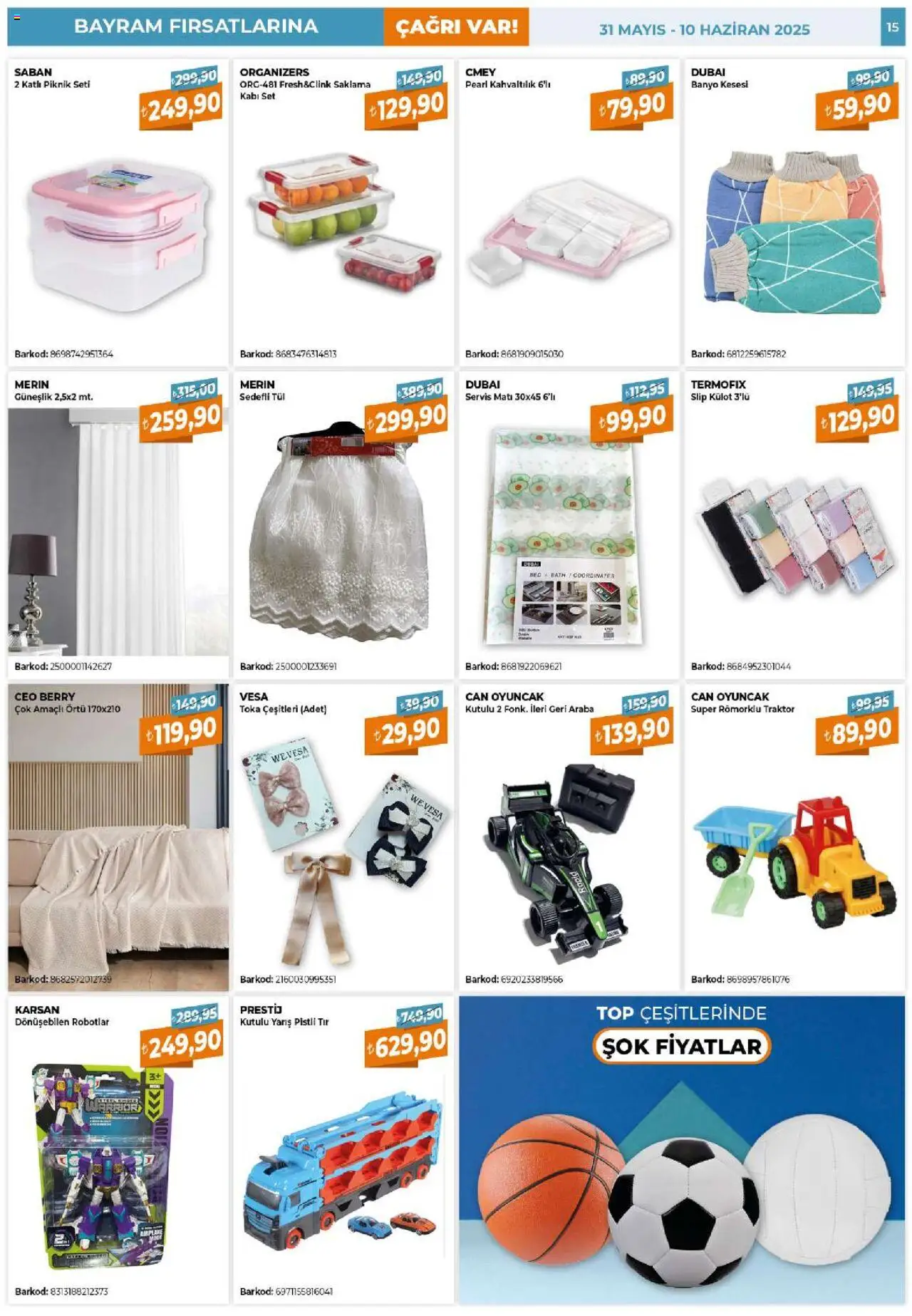 Çağrı Market Katalog - 31.05.2025 tarihinden itibaren geçerlidir | Sayfa: 15 | Ürünler: Banyo, Külot, Güneşlik