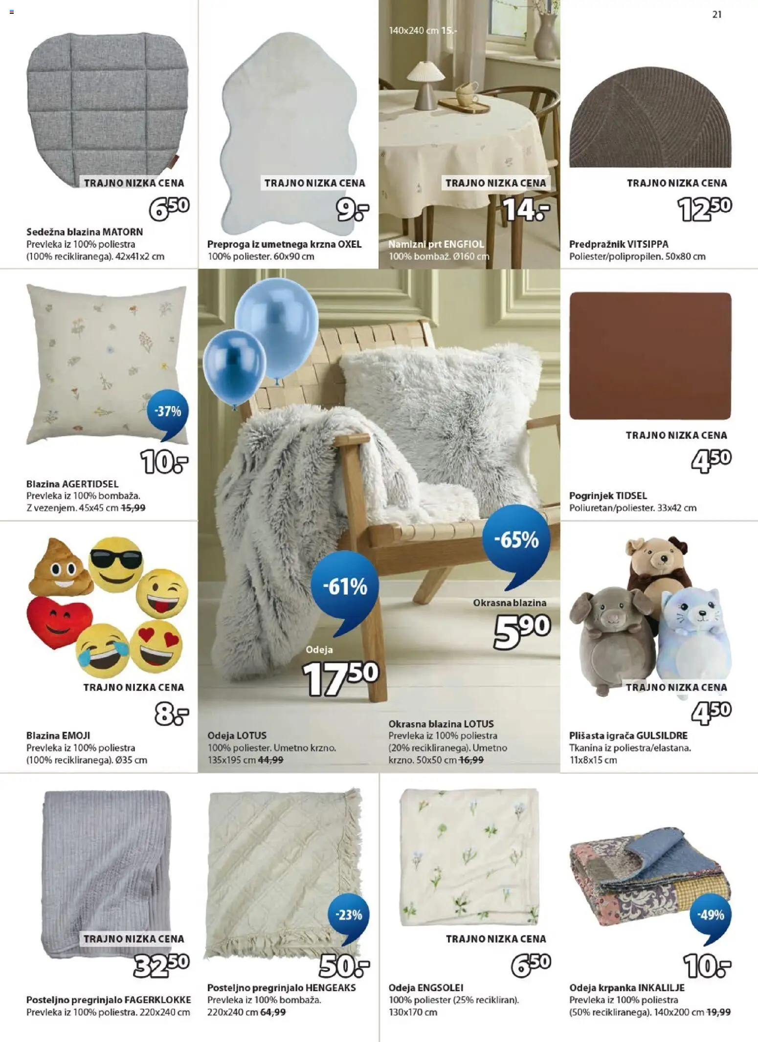 Novi JYSK katalog ponudbe – veljaven od 22.04.2026 | Stran: 21 | Izdelki: Blazina, Pogrinjek, Preproga, Predpraznik