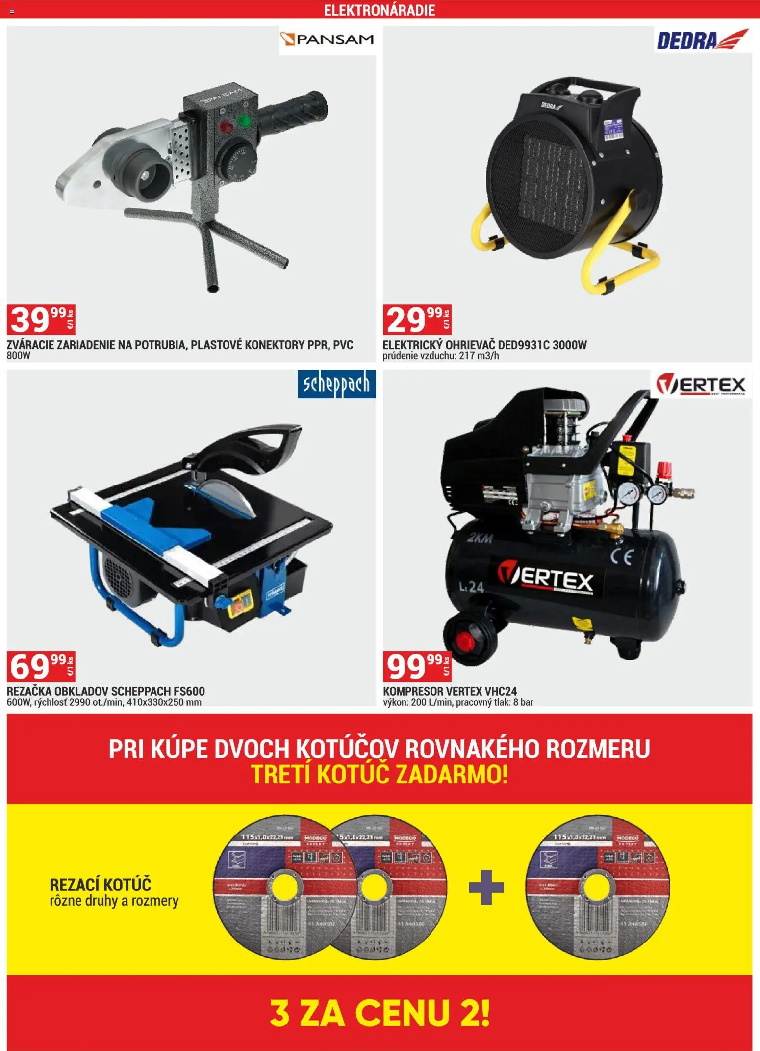 Nové Merkury Market akcie – leták je platný od 01.02.2026 | Strana: 42 | Produkty: Kompresor, Ohrievač, Elektrický ohrievač, Rezačka