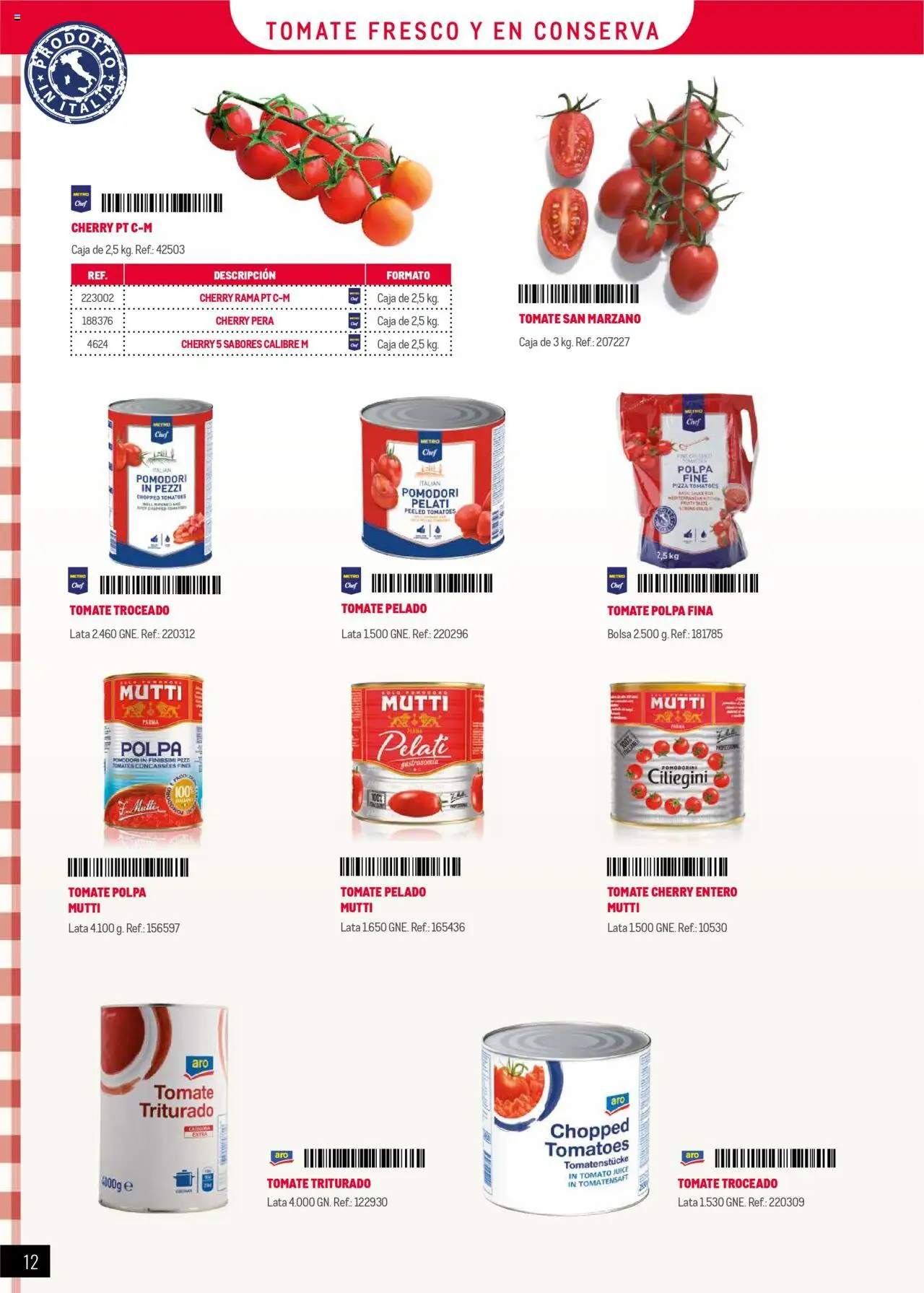 Makro - Restaurantes Italianos │ válido desde el 01.05.2025 | Página: 12 | Productos: Pizza, Tomates, Bolsa, Caja
