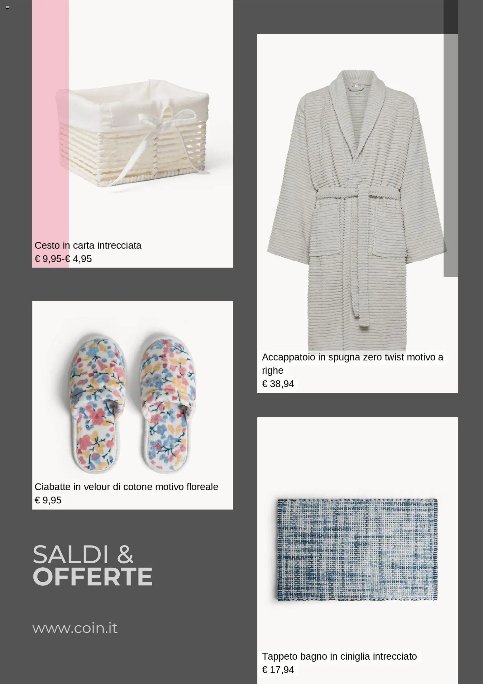 Volantino Coin del 05.01.2026 | Pagina: 3 | Prodotti: Spugna, Accappatoio, Ciabatte, Tappeto