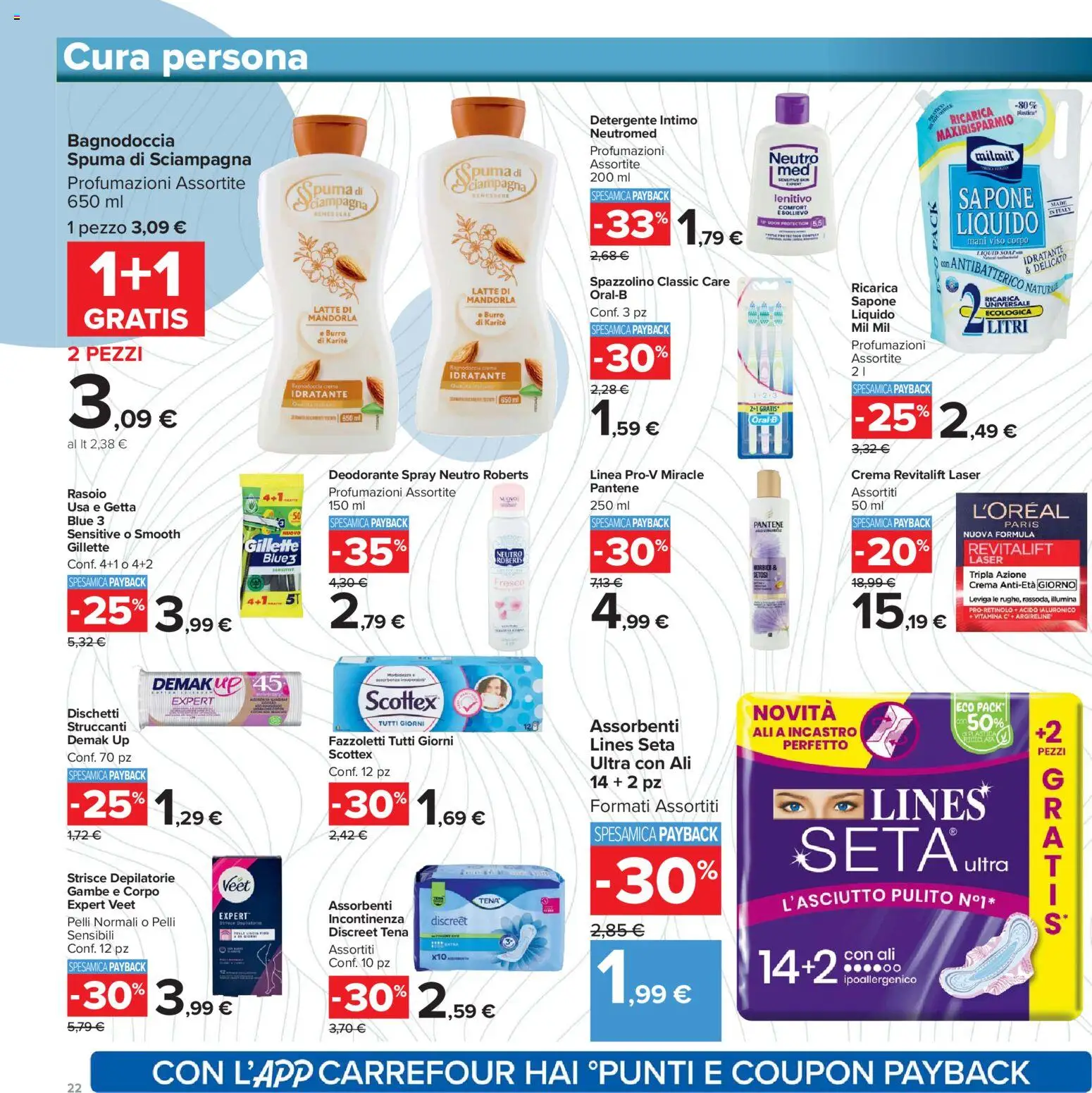 Volantino Carrefour del 02.12.2025 | Pagina: 22 | Prodotti: Crema, Rasoio, Deodorante, Fazzoletti