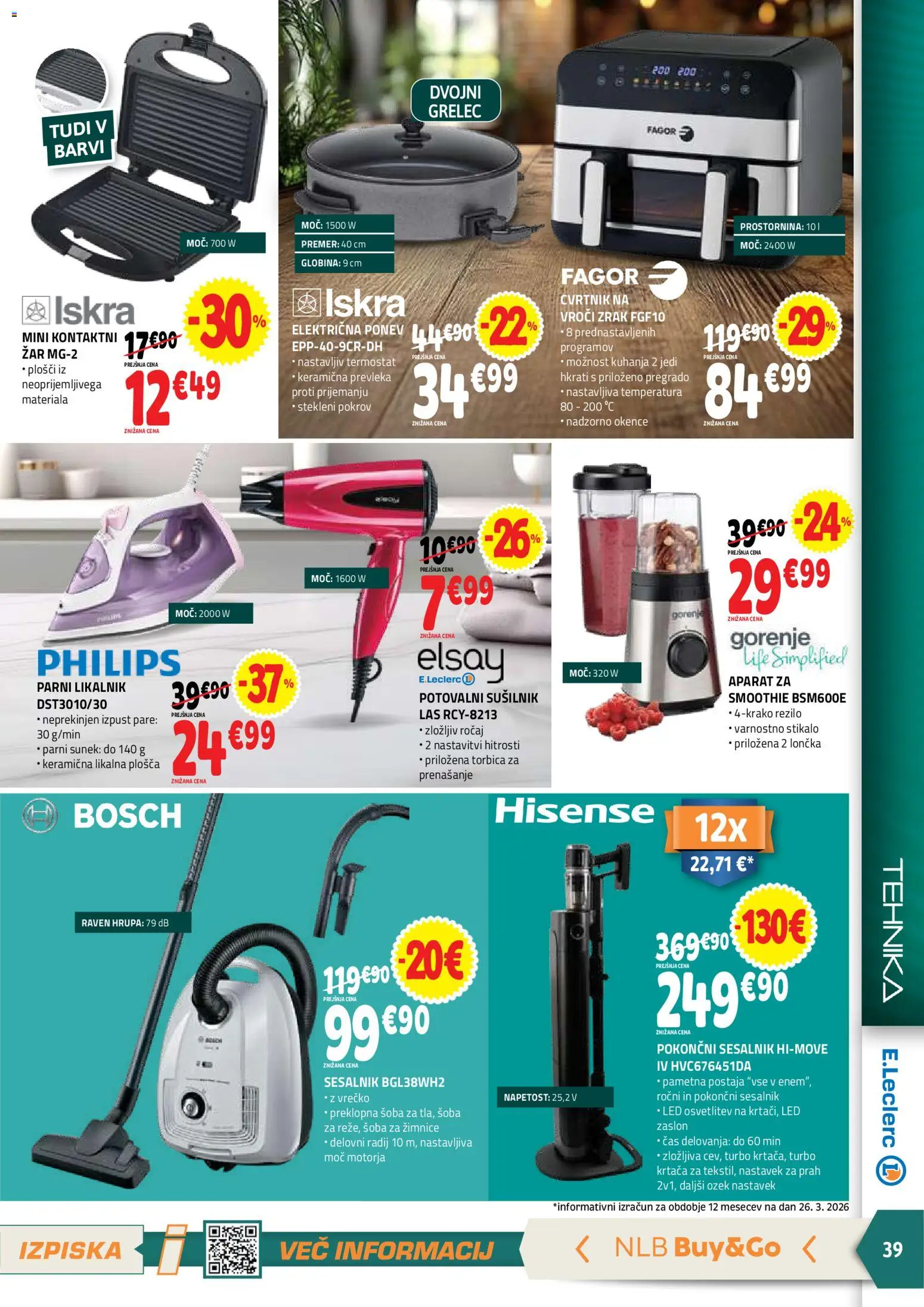 Novi E.leclerc katalog ponudbe – veljaven od 08.04.2026 | Stran: 39 | Izdelki: Likalnik, Prevleka, Krtaca, Grelec
