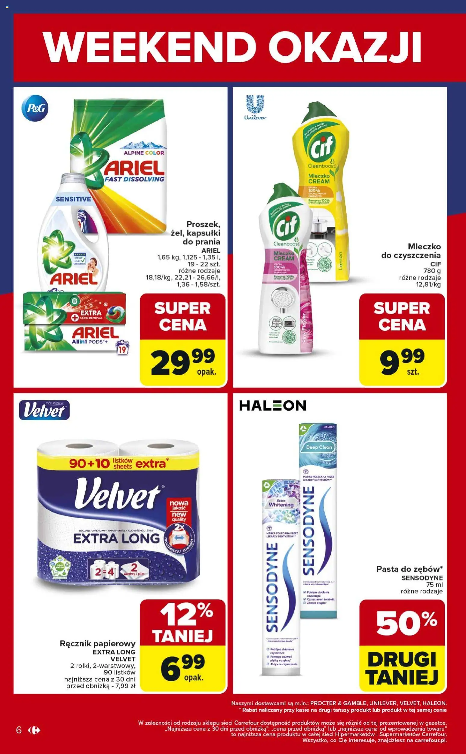 Carrefour Gazetka - Weekend okazji już od środy od 29.10.2025 | Strona: 6 | Produkty: Ariel, Kapsułki do prania, Ręcznik papierowy