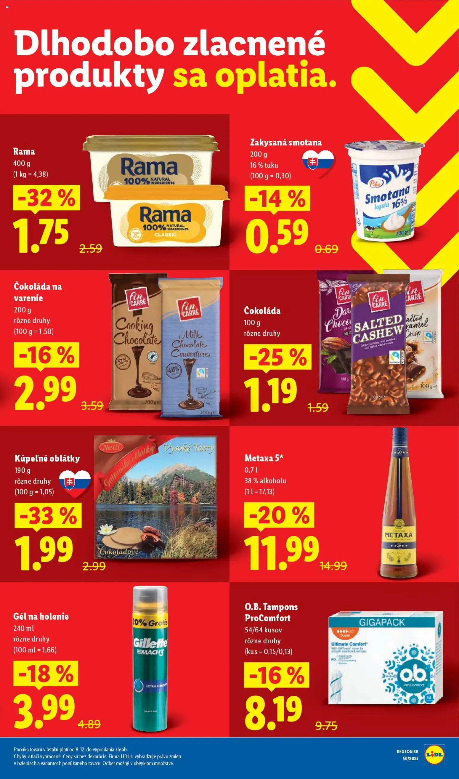 Nové Lidl akcie – leták je platný od 11.12.2025 | Strana: 75 | Produkty: Metaxa, Smotana, Čokoláda, Rama