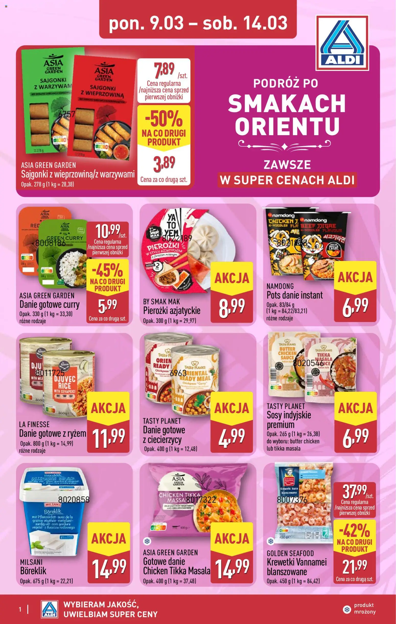 Aldi Polsko leták - Podróż po smakach - Orient od 09.03.2026 | Strana: 1 | Produkty: Butter chicken, Fén