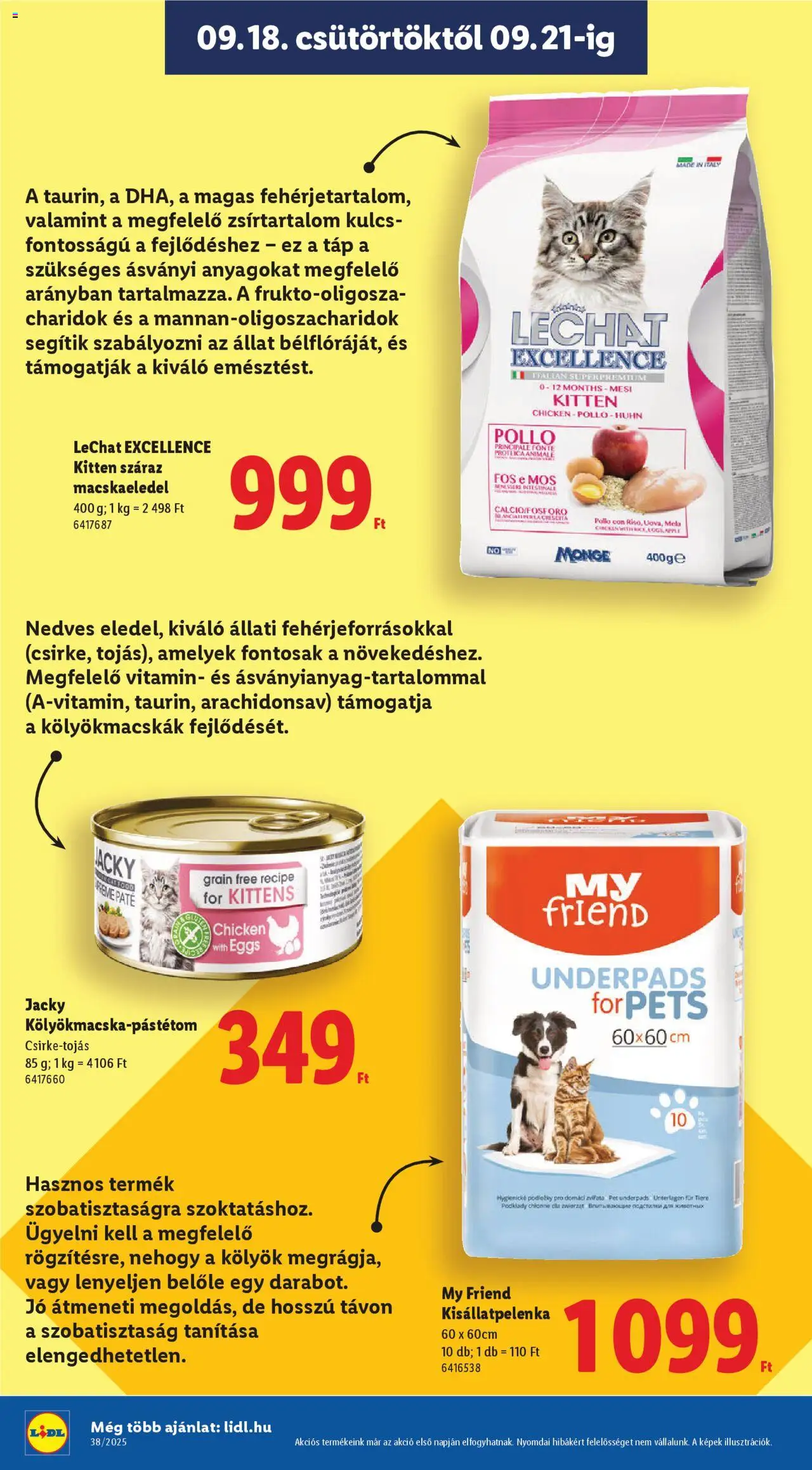 Lidl akciós ujság - amely érvényes a következő dátumtól: 18.09.2025 | Oldal: 36 | Termékek: Macskaeledel