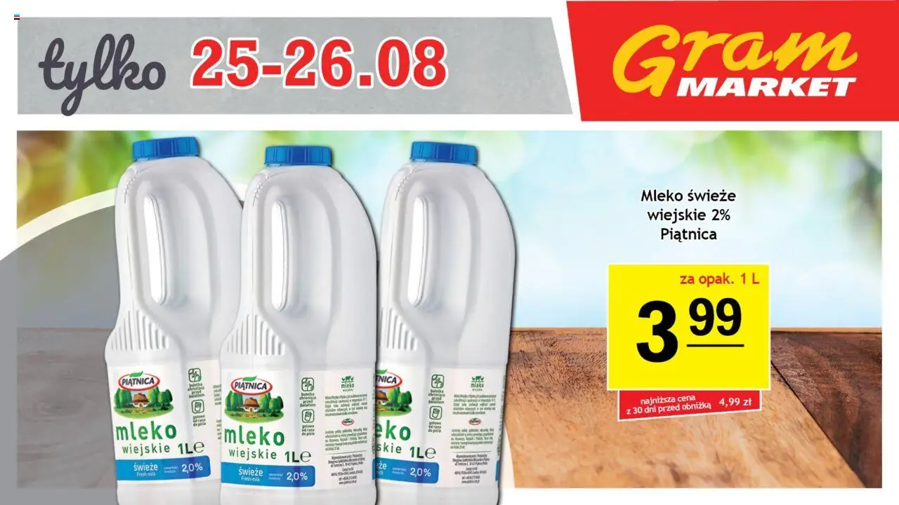 Gram Market Gazetka - Niesłychanie Niskie Ceny od 20.08.2025 | Strona: 4 | Produkty: Mleko
