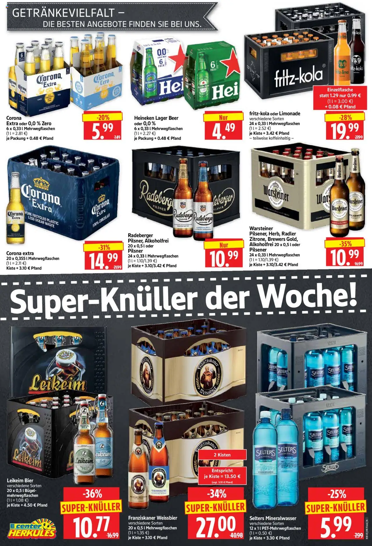 HERKULES Prospekt 	 – gültig ab 06.10.2025 | Seite: 16 | Produkte: Franziskaner, Limonade, Radler, Warsteiner