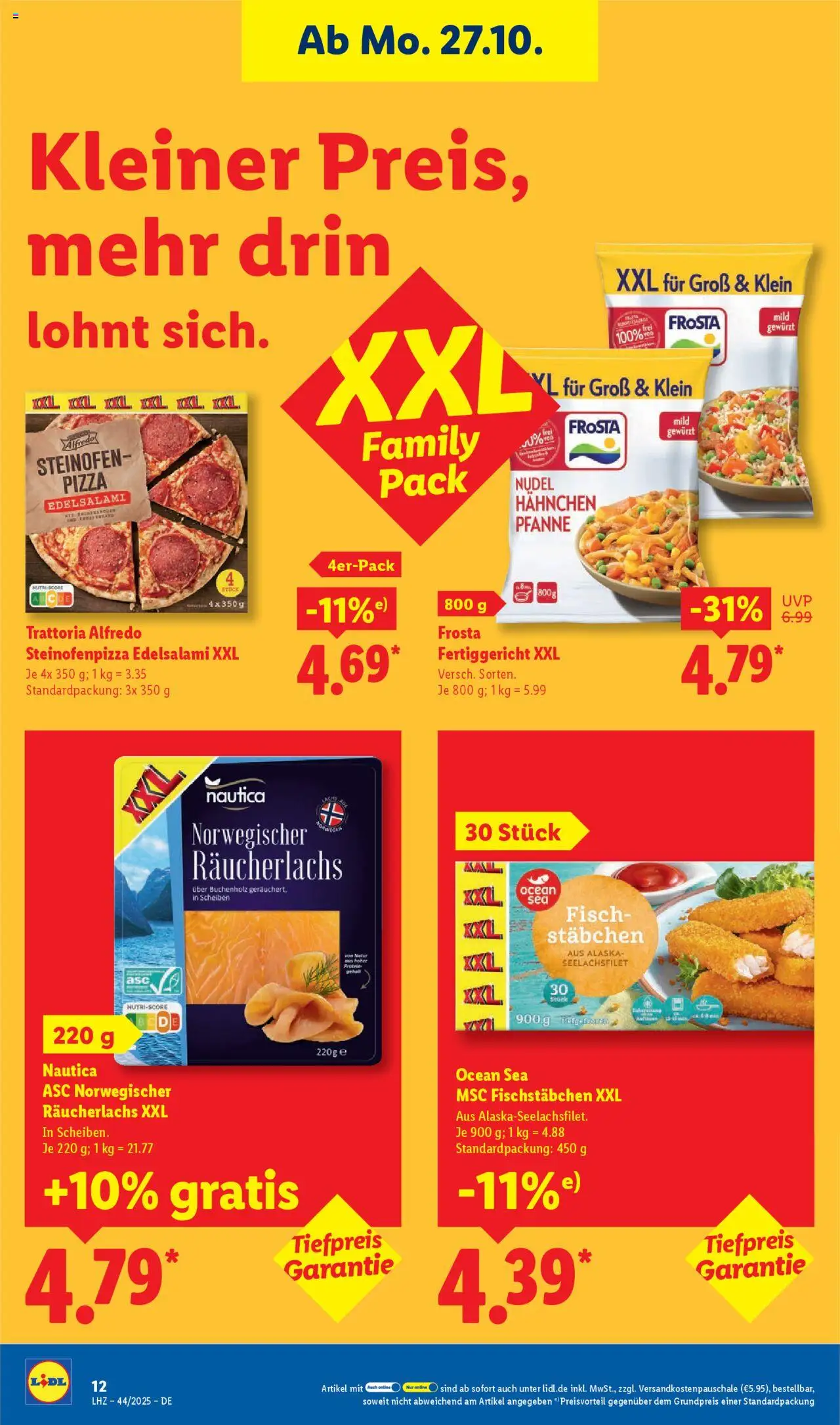 Lidl Prospekt Kornwestheim – gültig ab 27.10.2025 | Seite: 28 | Produkte: Hahnchen, Fisch, Räucherlachs, Pizza
