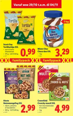 Snack Day Tortillachips XXL, zout of nacho cheesesmaak, 375 g - Voorbeeld van een folder van Lidl, geldig van 29.10.2025 | Pagina: 25 | Producten: Chips, Tortillachips, Tortilla, Pistaches