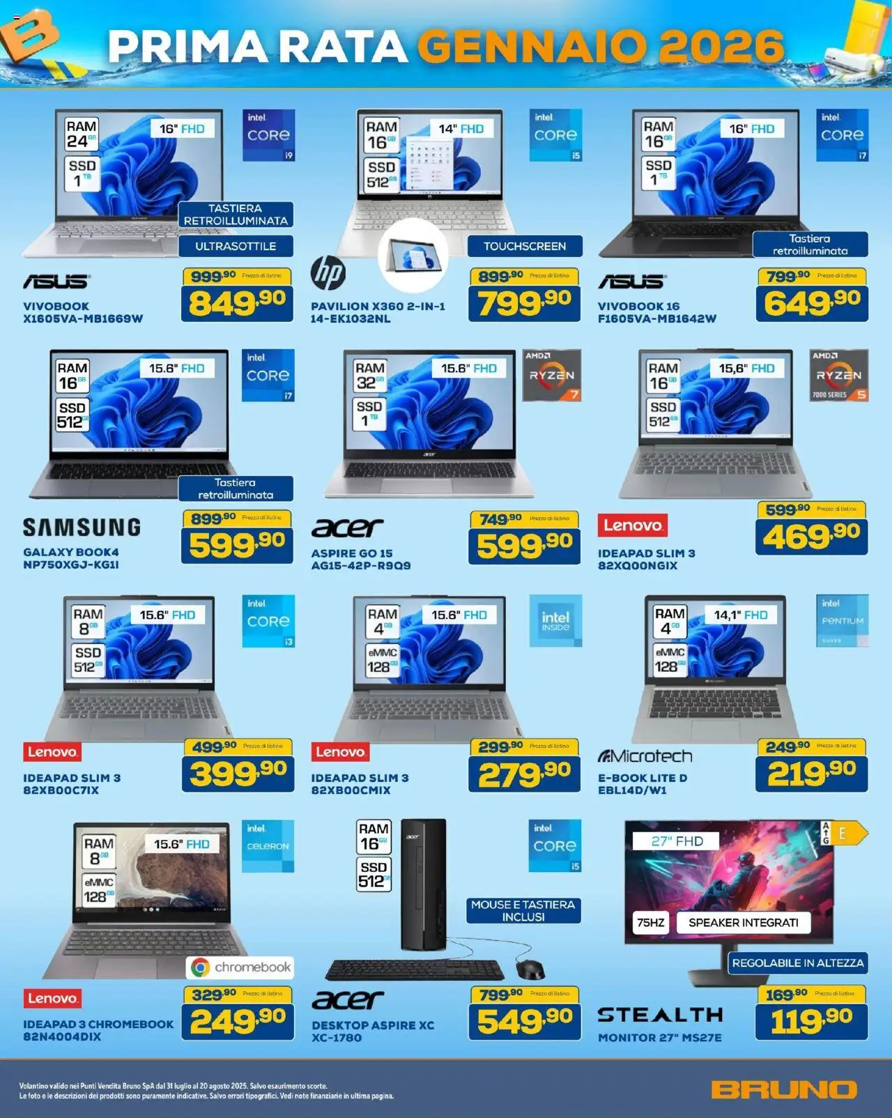 Volantino BRUNO del 31.07.2025 | Pagina: 9 | Prodotti: Monitor, Tastiera, Speaker, Samsung
