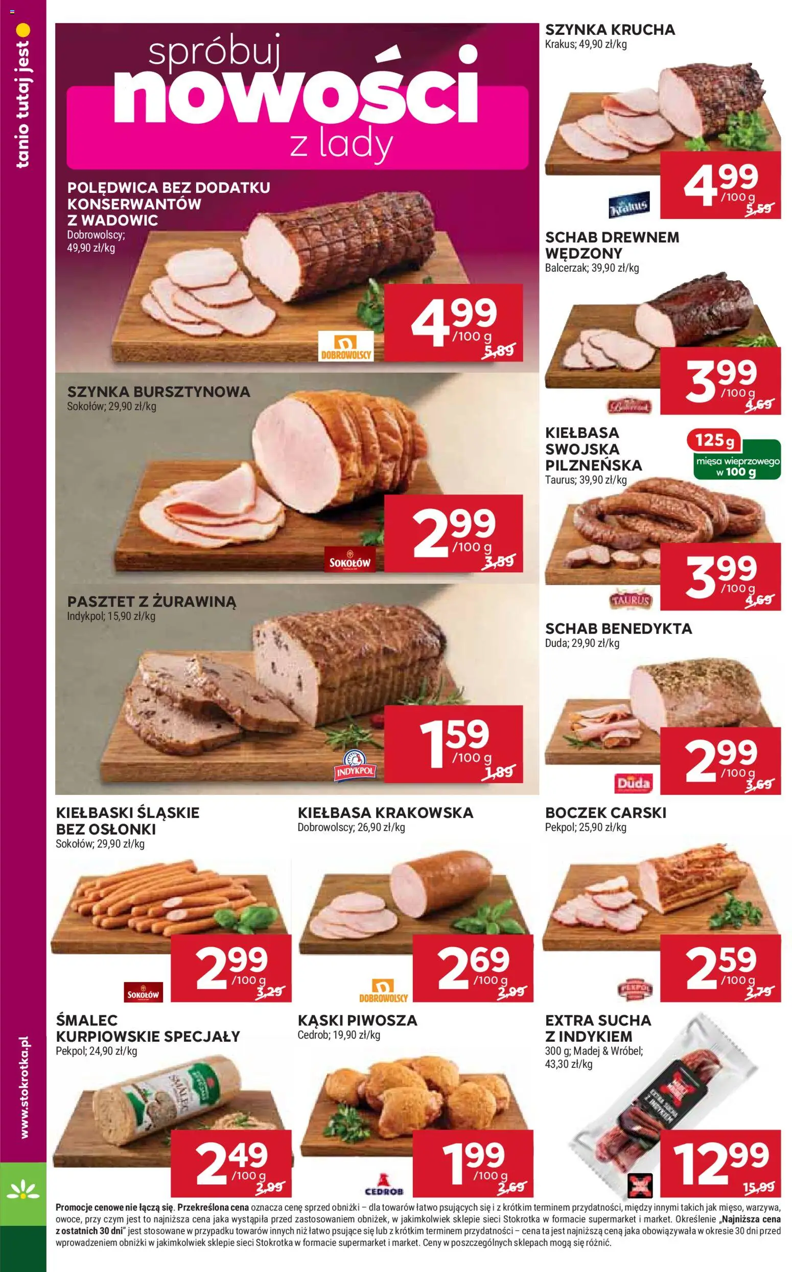 Stokrotka Gazetka od 30.10.2025 | Strona: 14 | Produkty: Stokrotka, Szynka, Kiełbasa krakowska, Boczek
