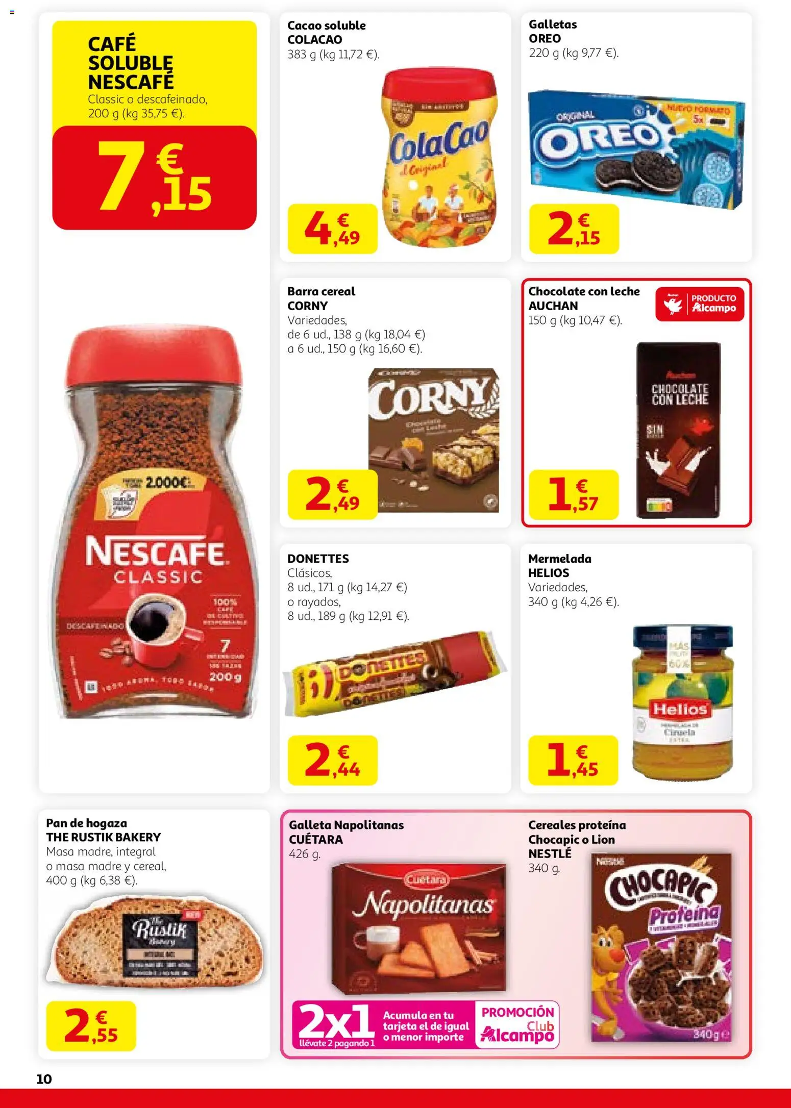 Alcampo - folleto │ válido desde el 29.01.2026 | Página: 10 | Productos: Pan, Cereales, Chocolate con leche, Cacao soluble