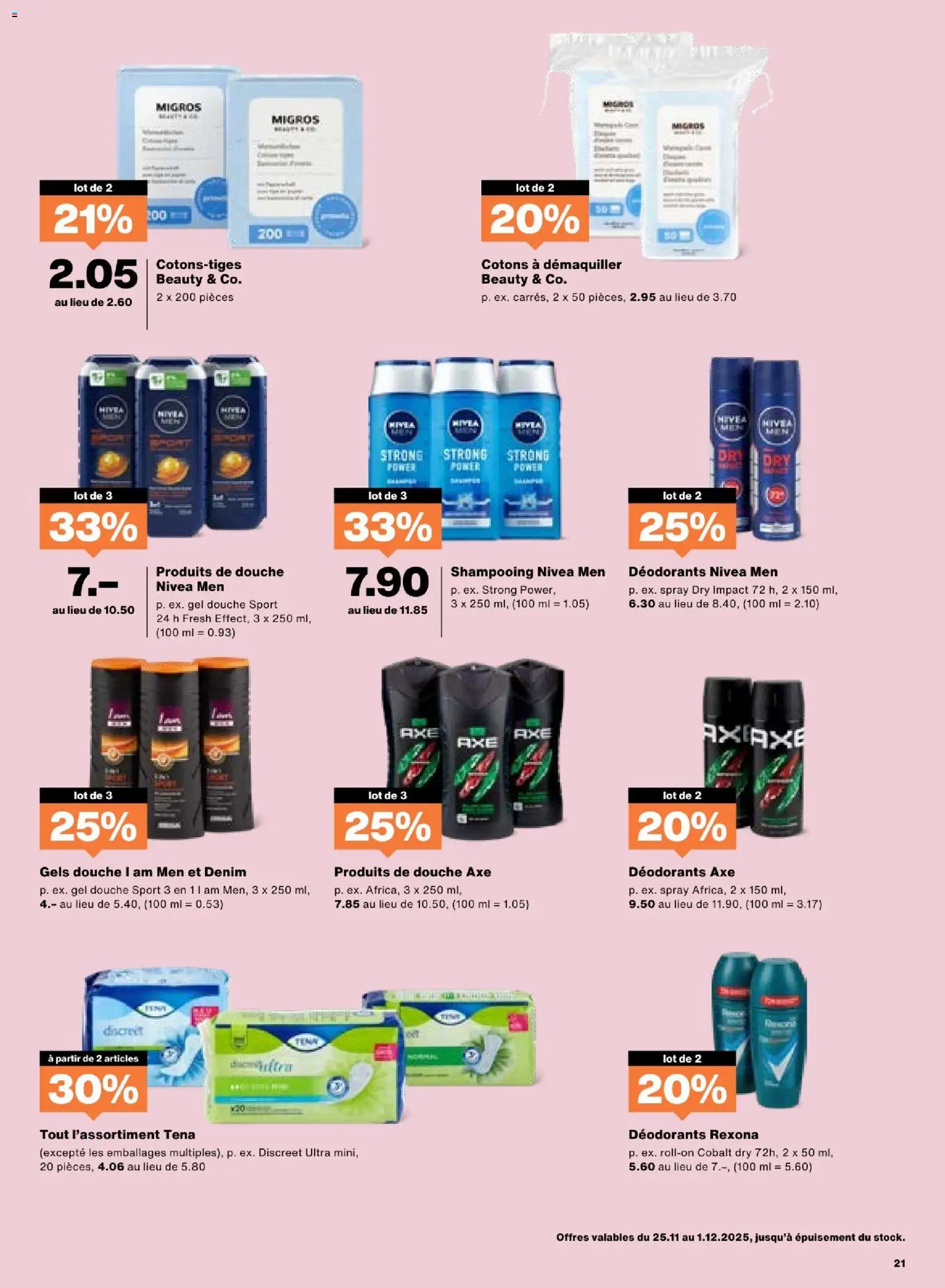 Migros Aktionen FR – gültig ab 25.11.2025 | Seite: 21 | Produkte: Shampoo, Deodorant, Shower Gel