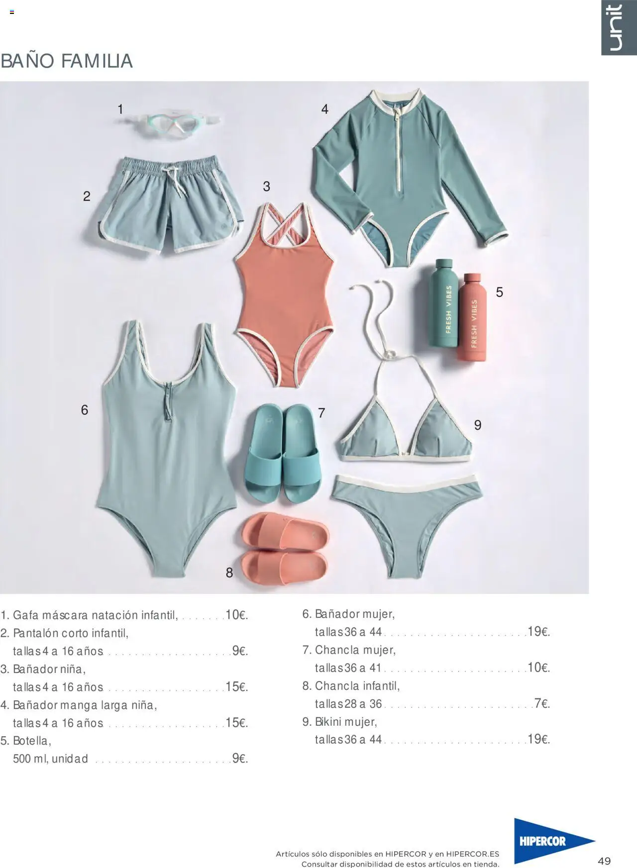Hipercor catálogo │ válido desde el 19.06.2025 | Página: 54 | Productos: Máscara, Pantalón corto, Baño
