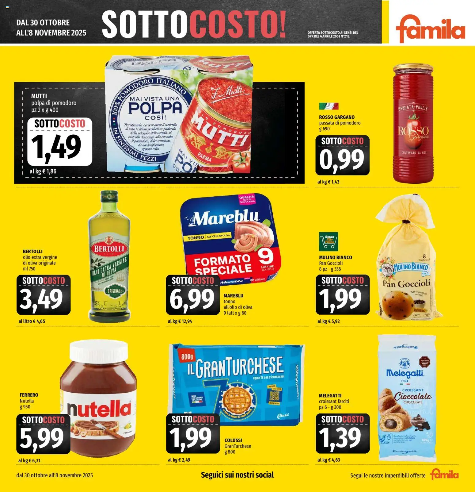 Volantino Famila del 30.10.2025 | Pagina: 3 | Prodotti: Olio, Passata di pomodoro, Olio extra vergine, Mutti