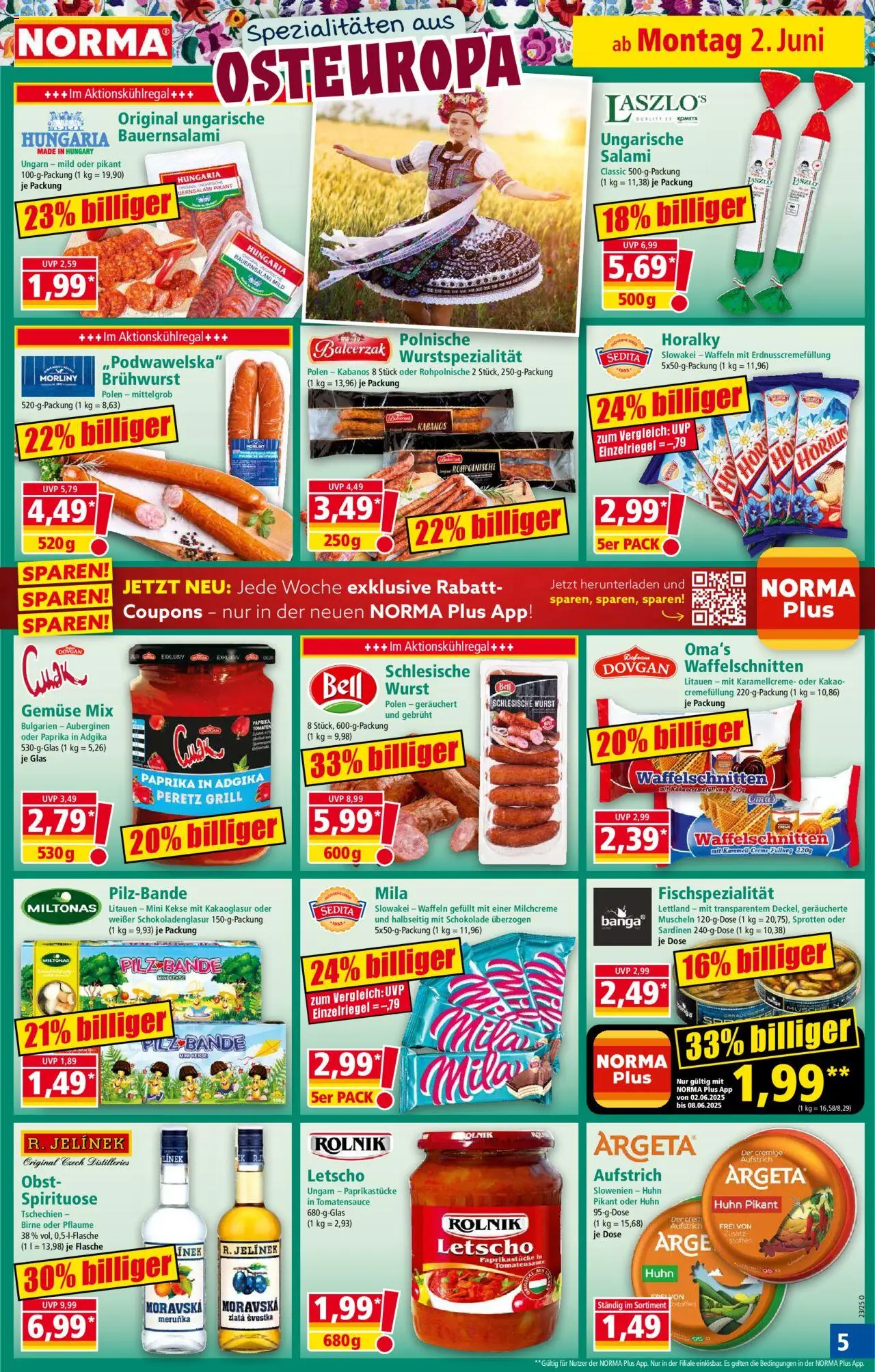 Norma Prospekt 	 - gültig ab dem 02.06.2025 | Seite: 5 | Produkte: Schokolade, Gemüse, Obst, Wurst