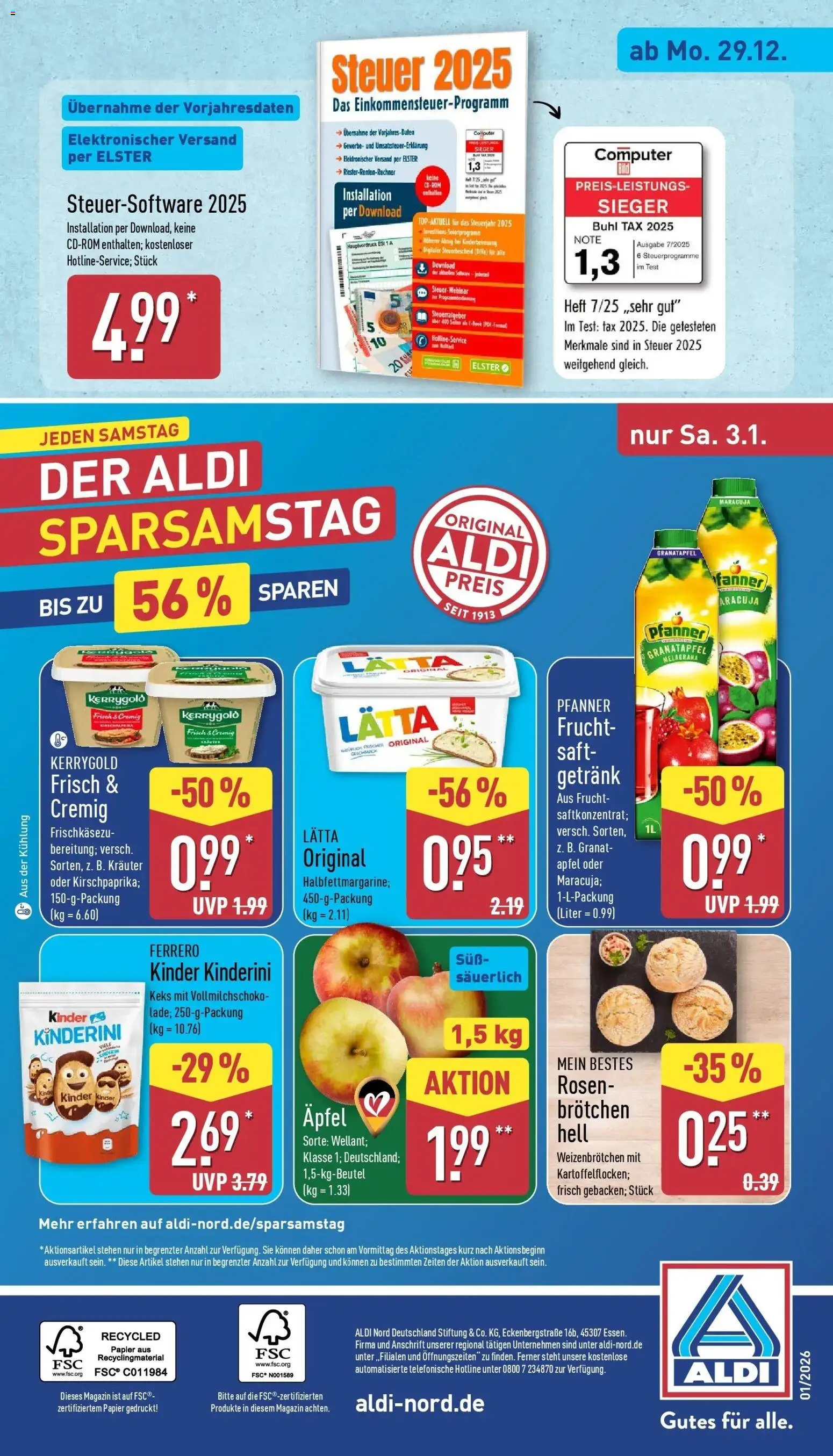 Aldi - ALDI Nord: Wochenangebote – gültig ab 28.12.2025 | Seite: 24 | Produkte: Granatapfel, Äpfel, Lätta, Saft