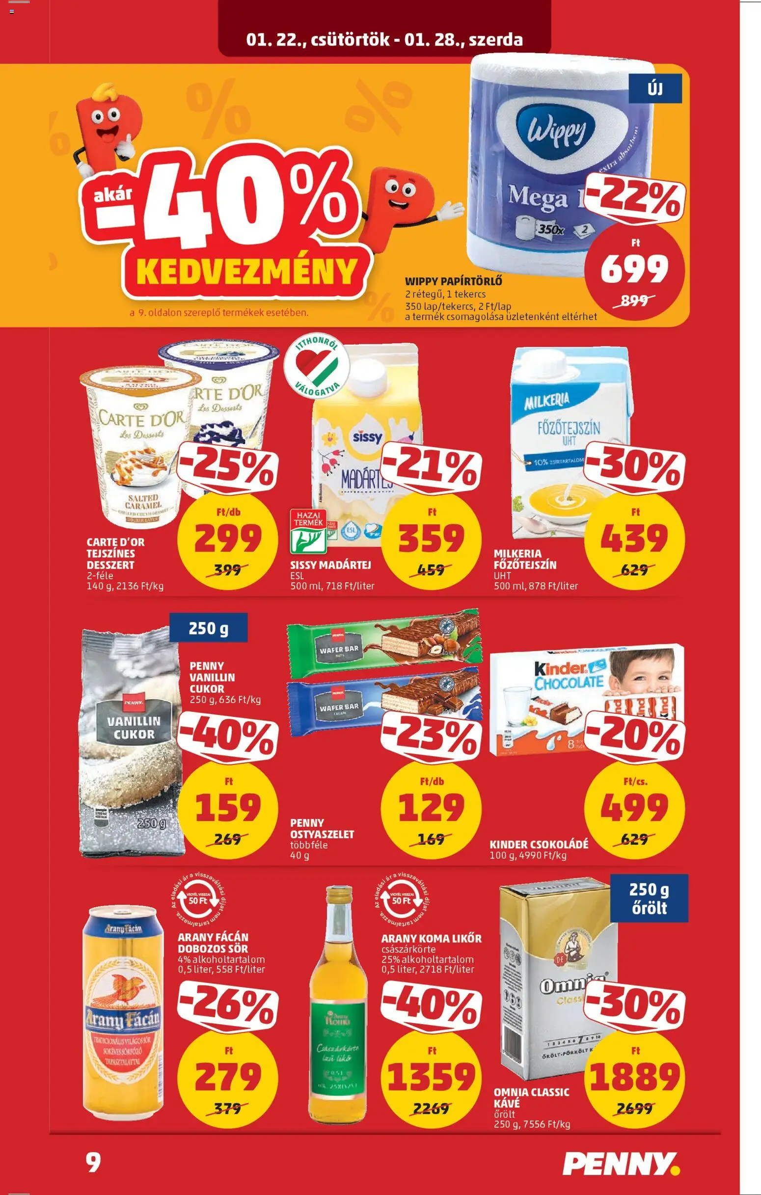 PENNY akciós ujság - amely érvényes a következő dátumtól: 22.01.2026 | Oldal: 13 | Termékek: Kávé, Csokoládé, Sör, Cukor