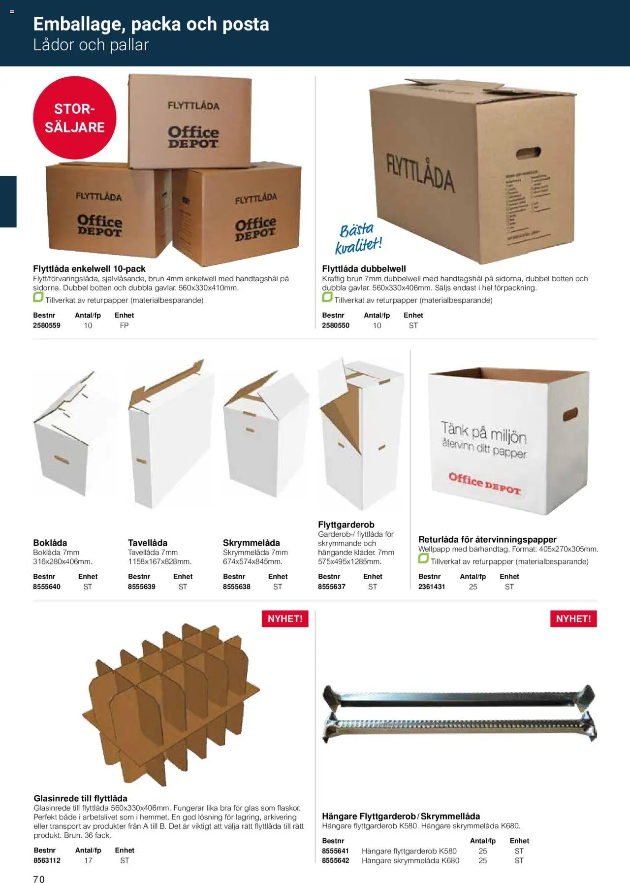 Office Depot reklamblad aktuell från 15.02.2024 | Sida: 72 | Produkter: Papper, Wellpapp, Flyttlåda