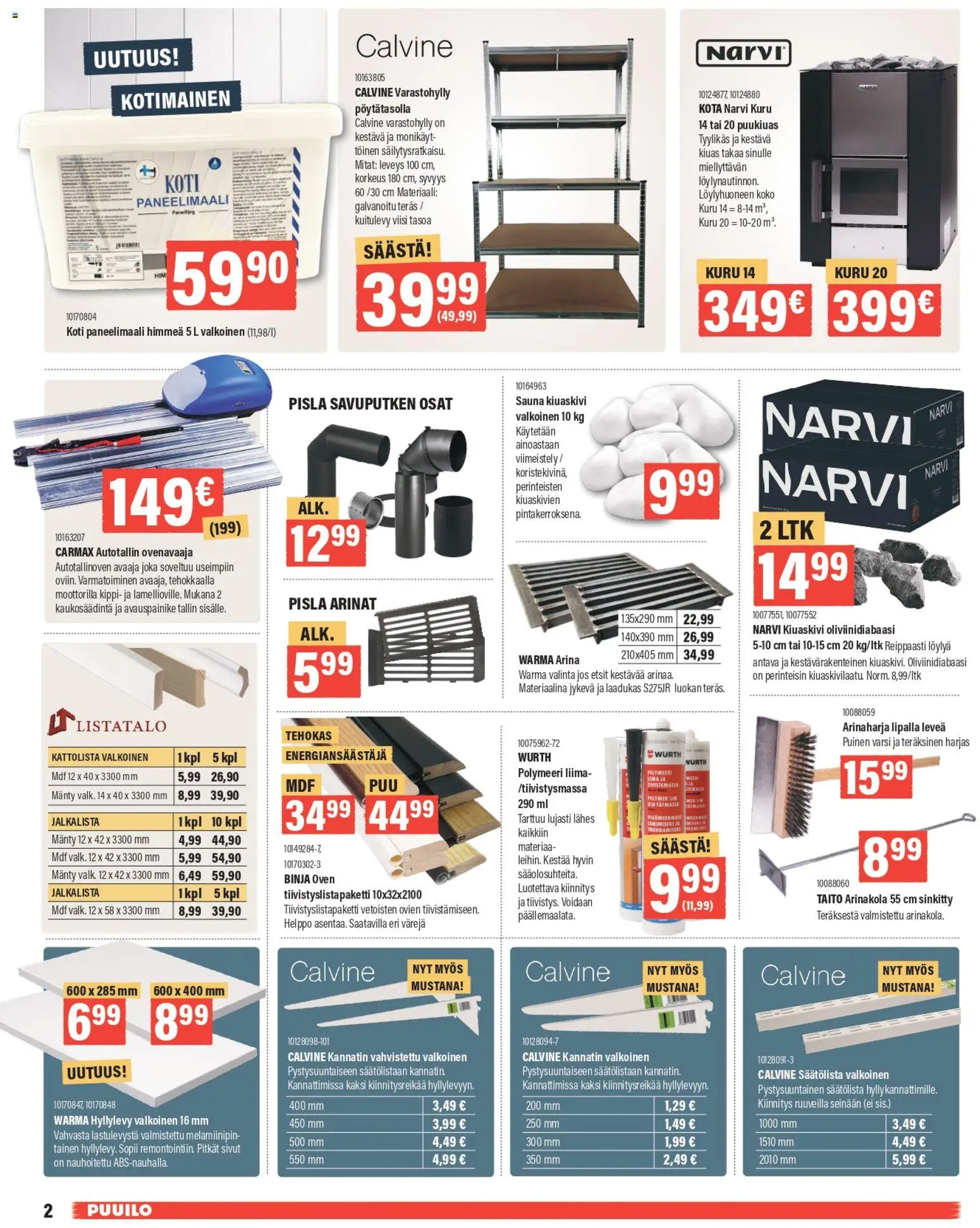Puuilo tarjoukset – voimassa 16.02.2026 alkaen | Sivu: 2 | Tuotteet: Liima, Varastohylly