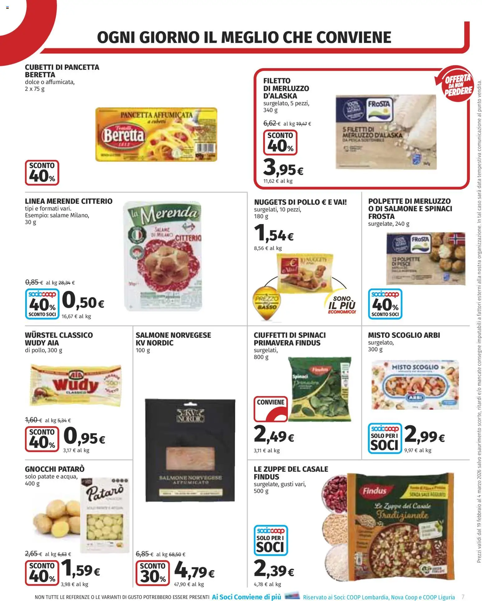 Volantino COOP del 19.02.2026 | Pagina: 7 | Prodotti: Salame, Pollo, Wurstel, Spinaci