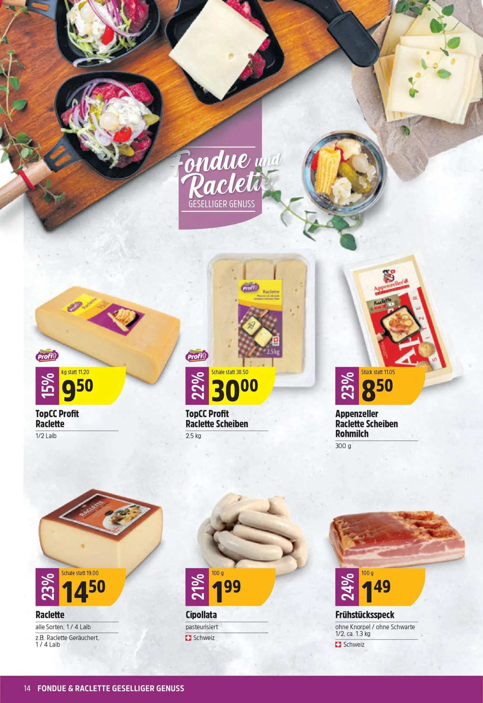 TopCC Aktionen – gültig ab 17.11.2025 | Seite: 14 | Produkte: Raclette, Fondue