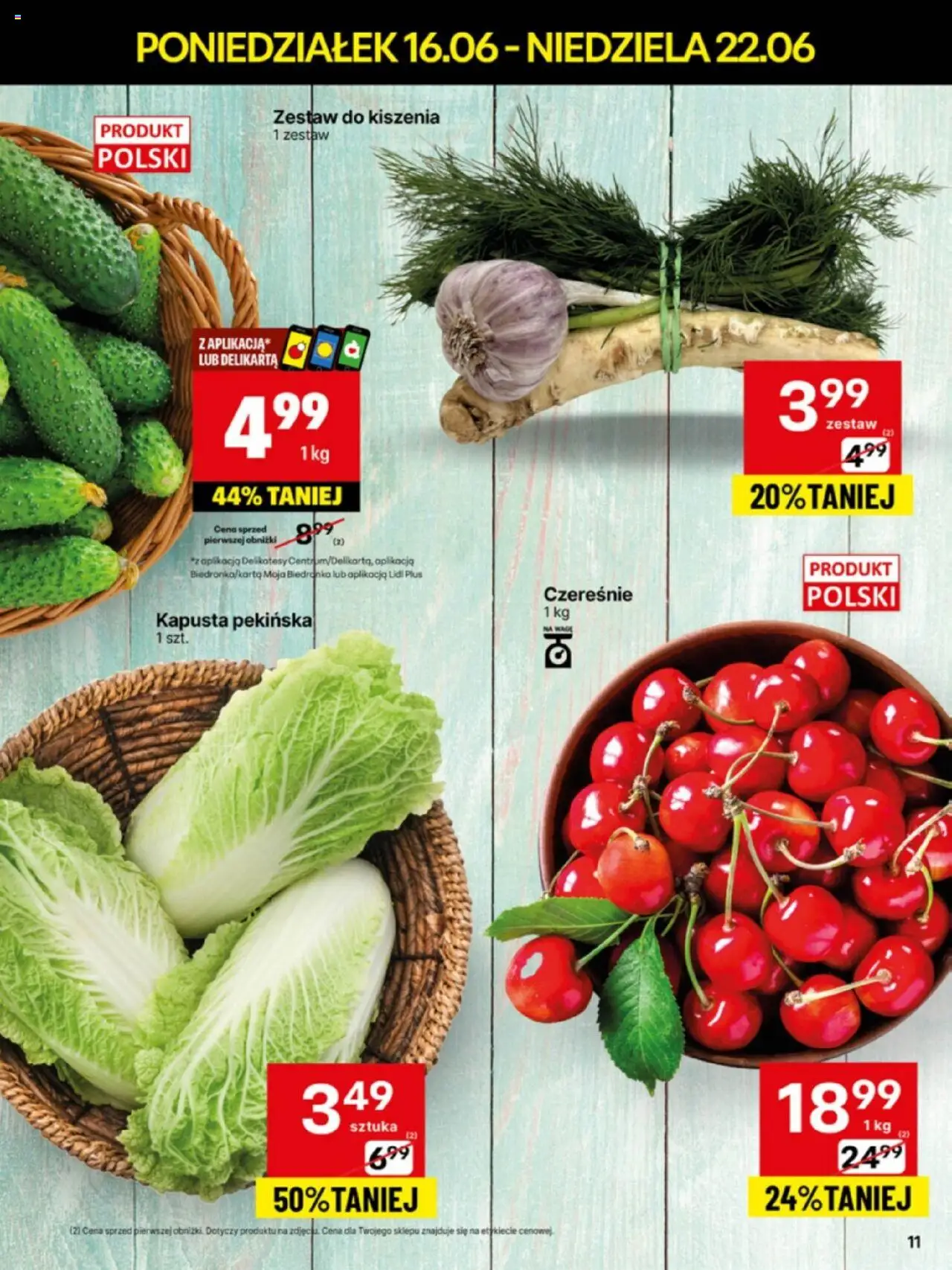 Delikatesy Centrum Gazetka - Sklepy Własne od 16.06.2025 | Strona: 11 | Produkty: Kapusta, Delikatesy, Czereśnie, Ogórki