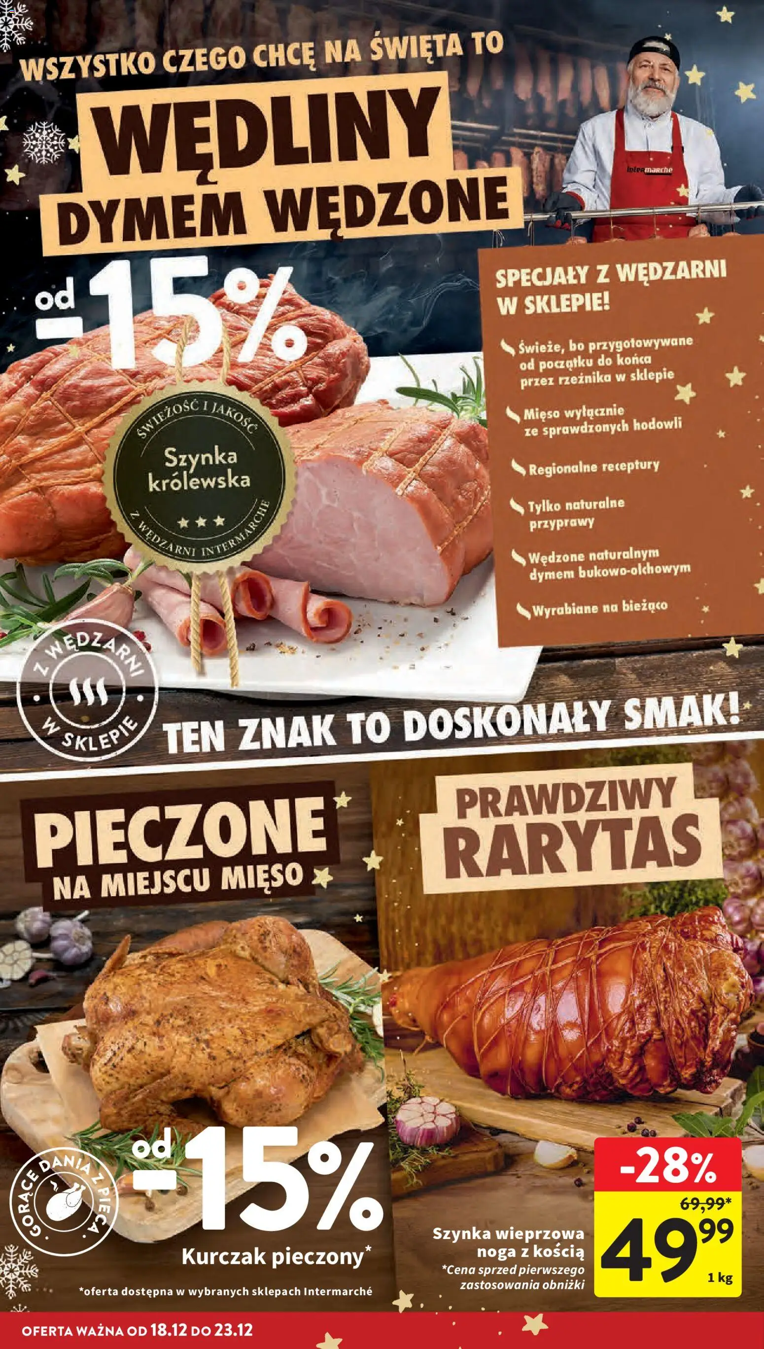 Intermarche Gazetka od 18.12.2025 | Strona: 38 | Produkty: Kurczak, Szynka wieprzowa, Szynka, Wędliny