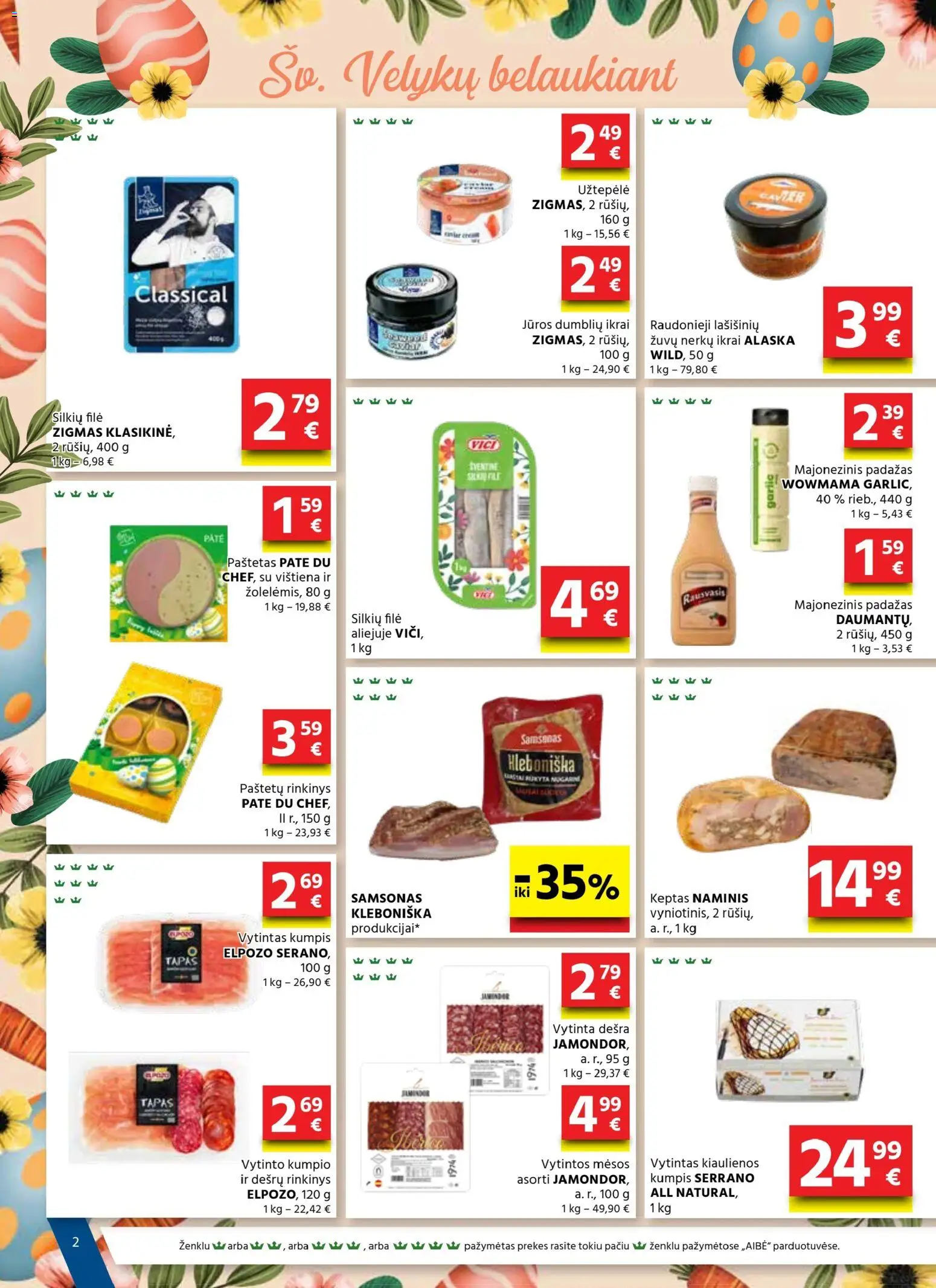 AIBE akcijos nuo 19.03.2026 | Puslapis: 2 | Prekių: Užtepėlė, Dešra, Vištiena, Vytintas kumpis