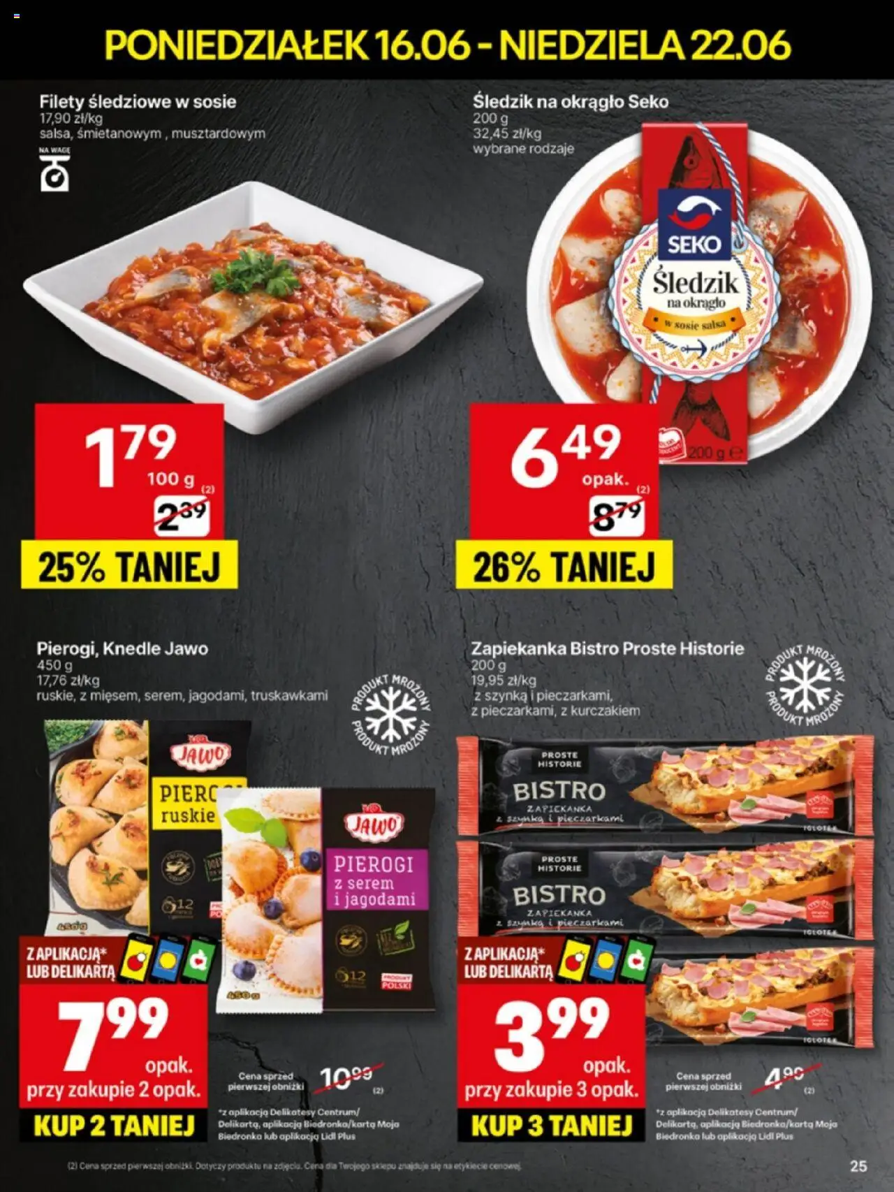 Delikatesy Centrum Gazetka od 16.06.2025 | Strona: 25 | Produkty: Pierogi, Szynka, Delikatesy, Knedle