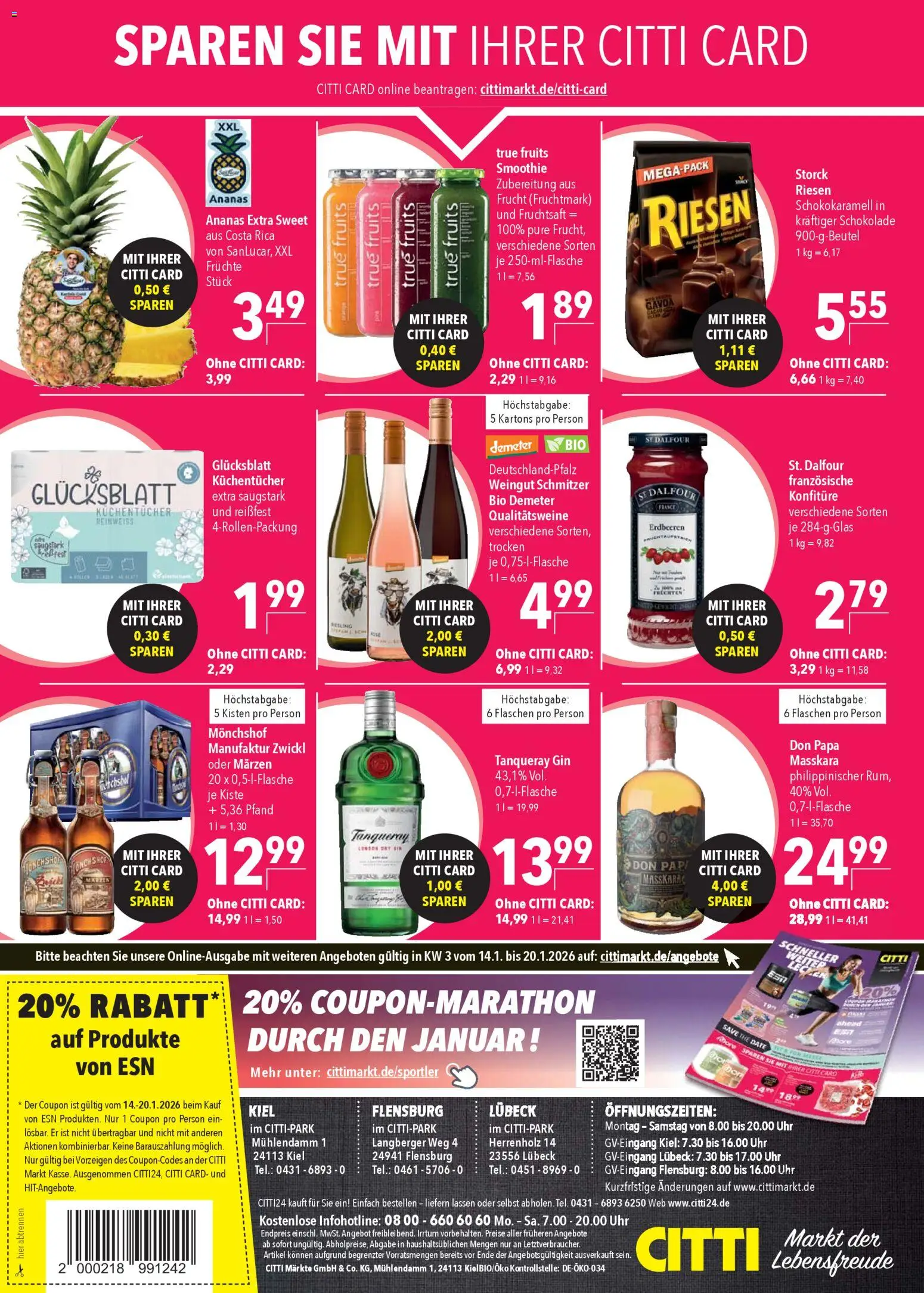 CITTI Markt Prospekt 	 – gültig ab 14.01.2026 | Seite: 18 | Produkte: Monchshof, Schokolade, Ananas, Gin