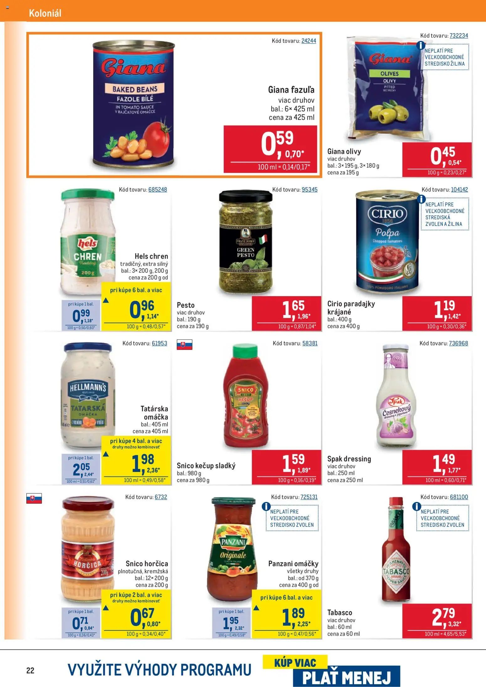 Nové Metro akcie – leták je platný od 02.01.2026 | Strana: 22 | Produkty: Chren, Paradajky, Kečup, Tatárska omáčka