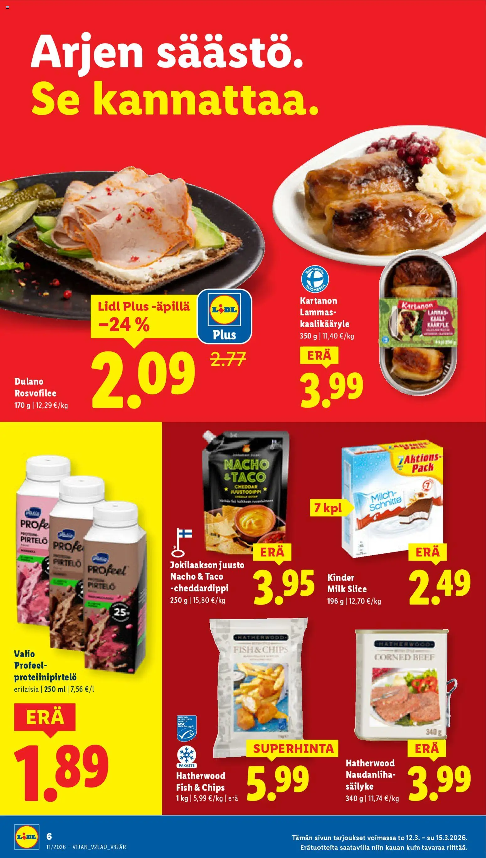 Lidl tarjoukset - Helsinki – voimassa 12.03.2026 alkaen | Sivu: 6 | Tuotteet: Pirtelö, Juusto, Naudanliha