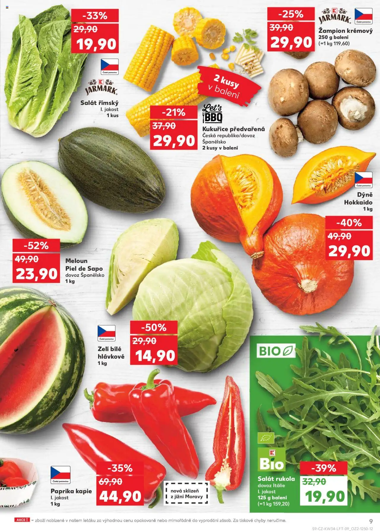 Kaufland leták - Brno od 20.08.2025 | Strana: 9 | Produkty: Meloun, Zelí, Rukola, Dýně